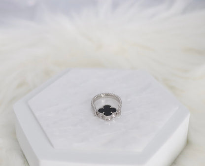 Black Clover Silver Reversible Ring - Size 7
