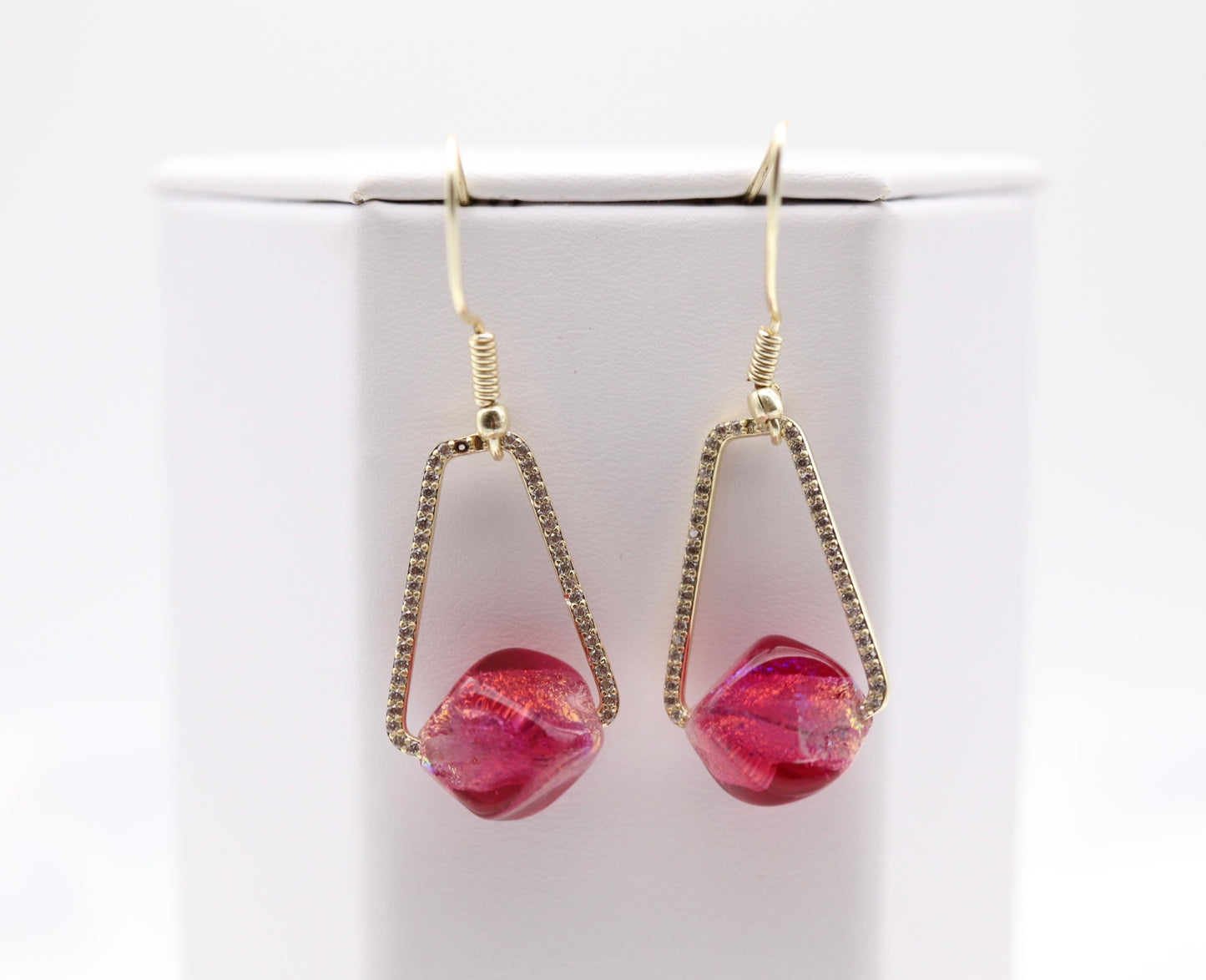Gold Acrylic Rose Bead Earrings
