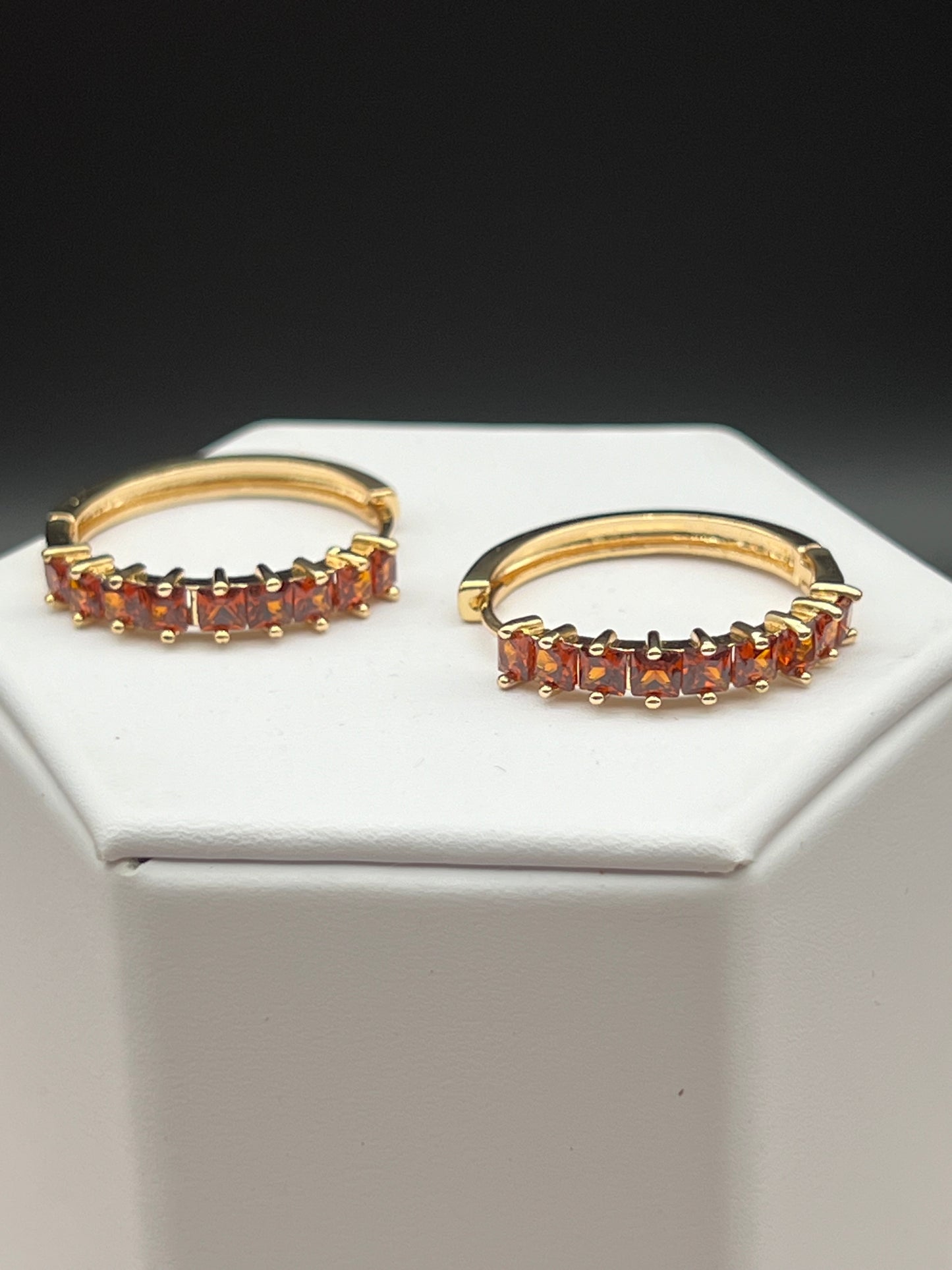 Wine Colored Sapphire Hinged Hoop Earrings