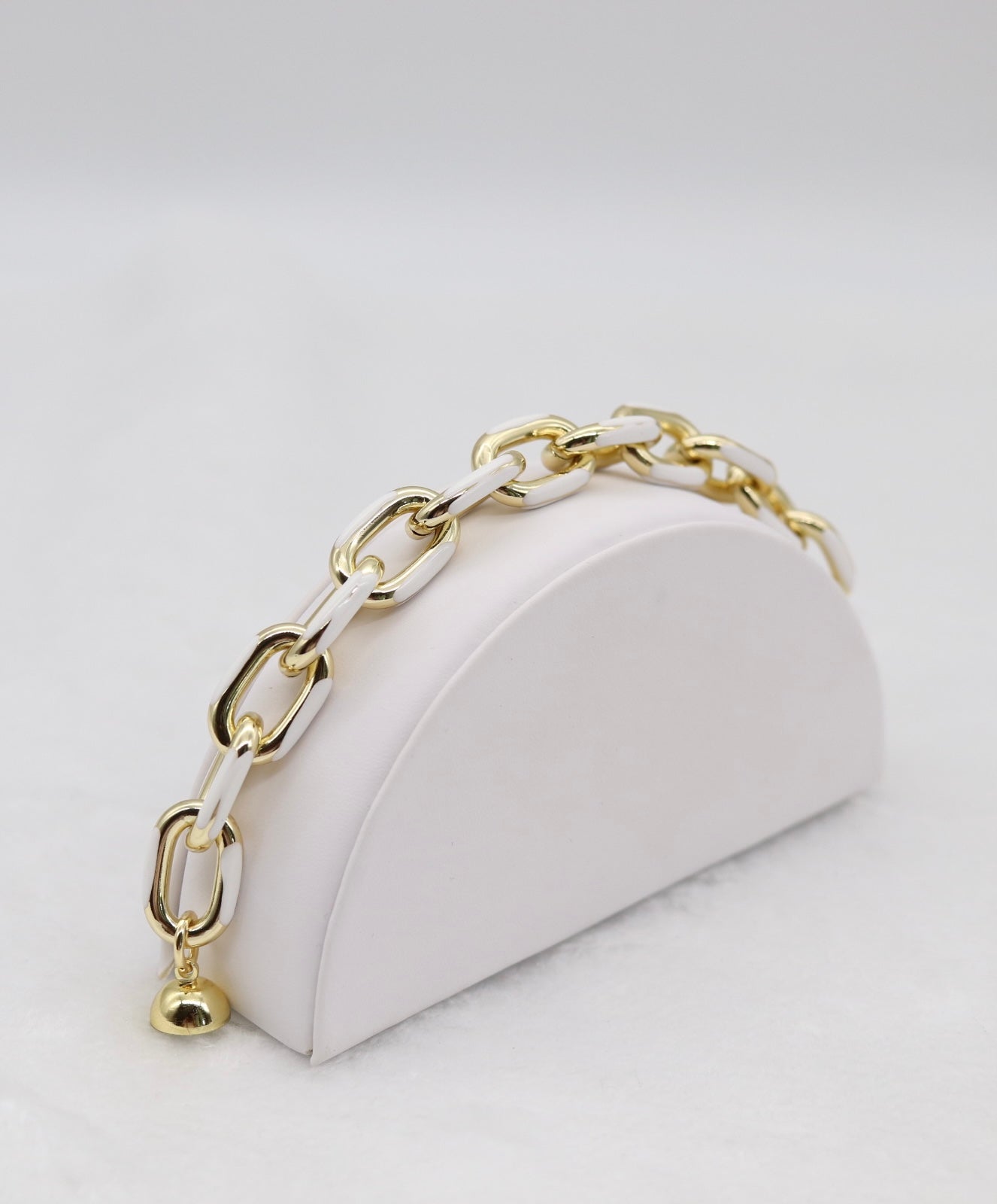 Chic Gold and White Link Statement Bracelet