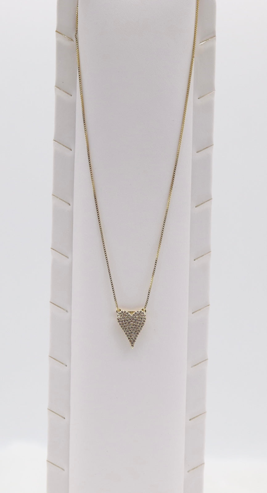 Gold Heart Pendant Necklace – Pave Crystal Design
