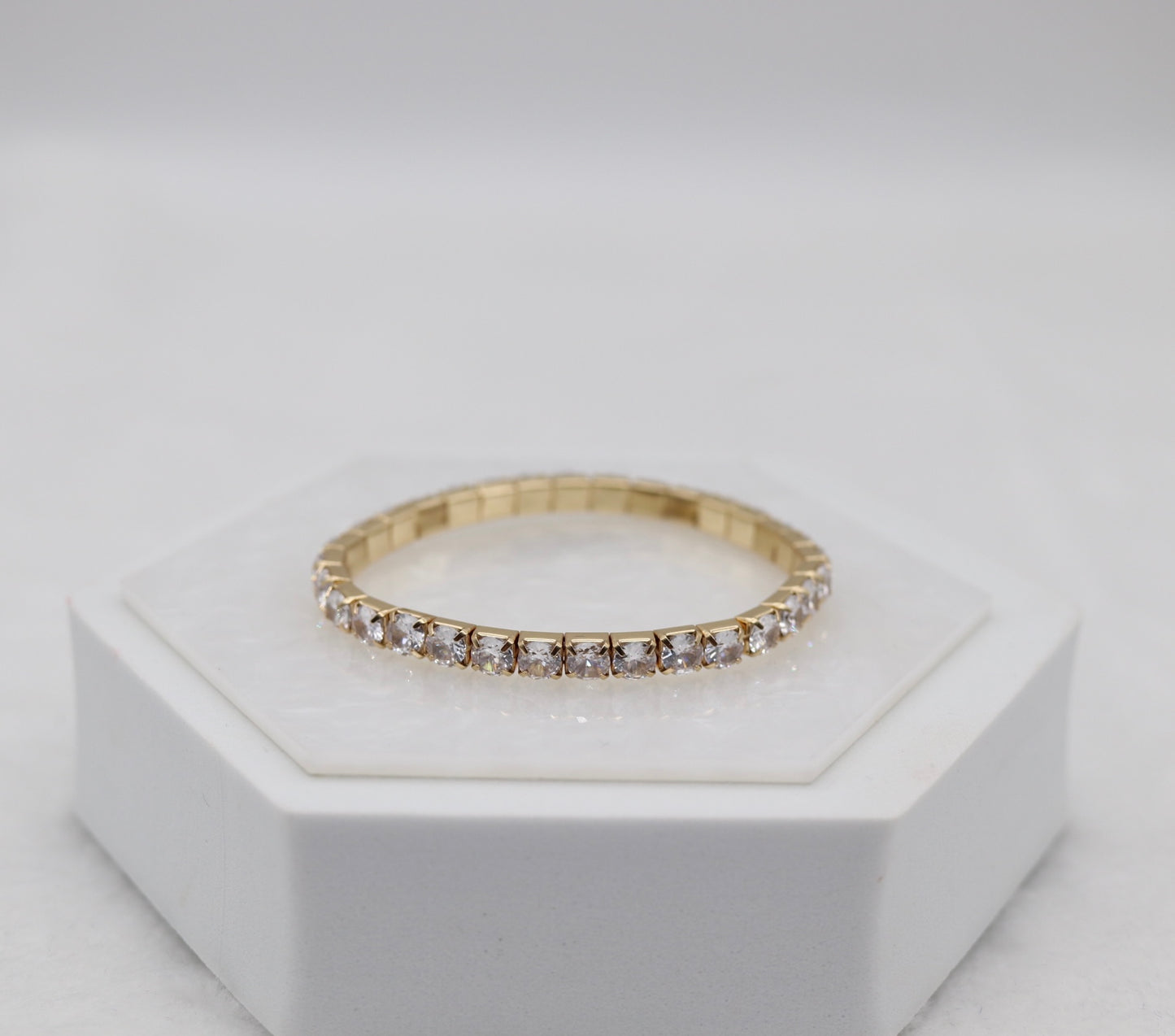 Gold CZ Stretch Tennis Bracelet