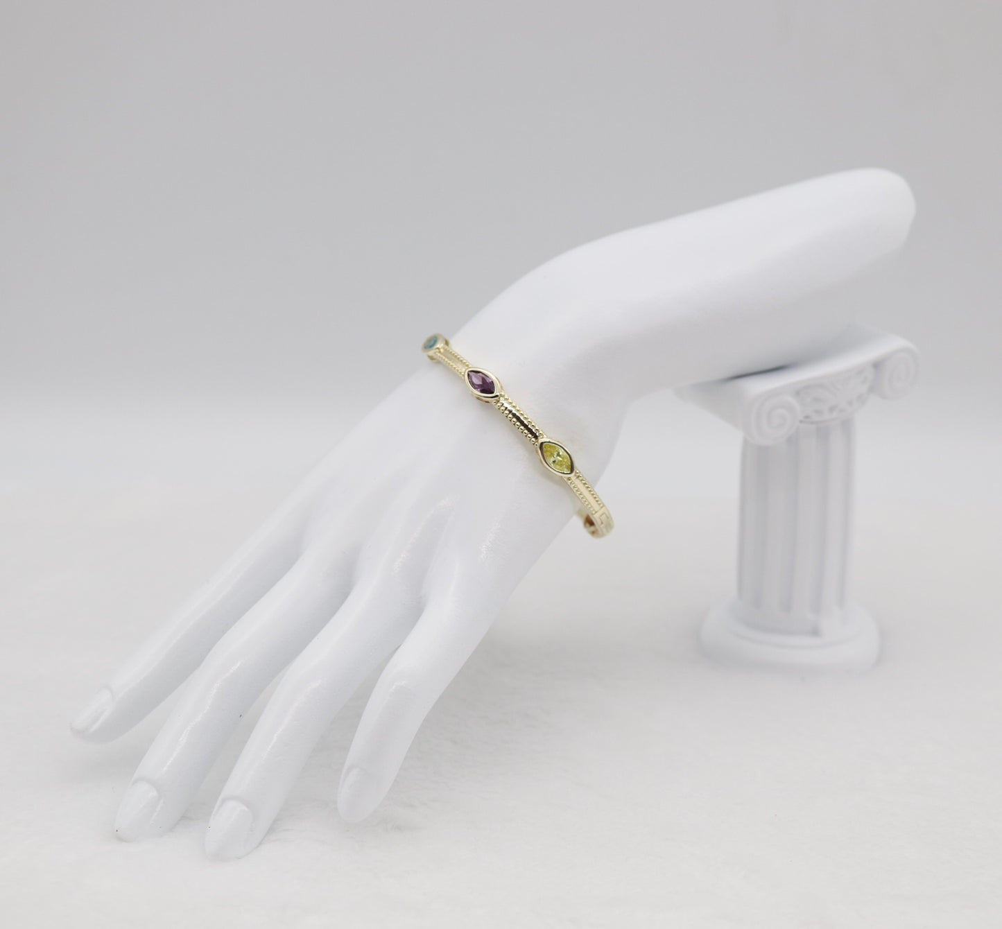 Gold Multicolor Marquise Stone Bangle Bracelet – Playful Elegant Jewelry for Women