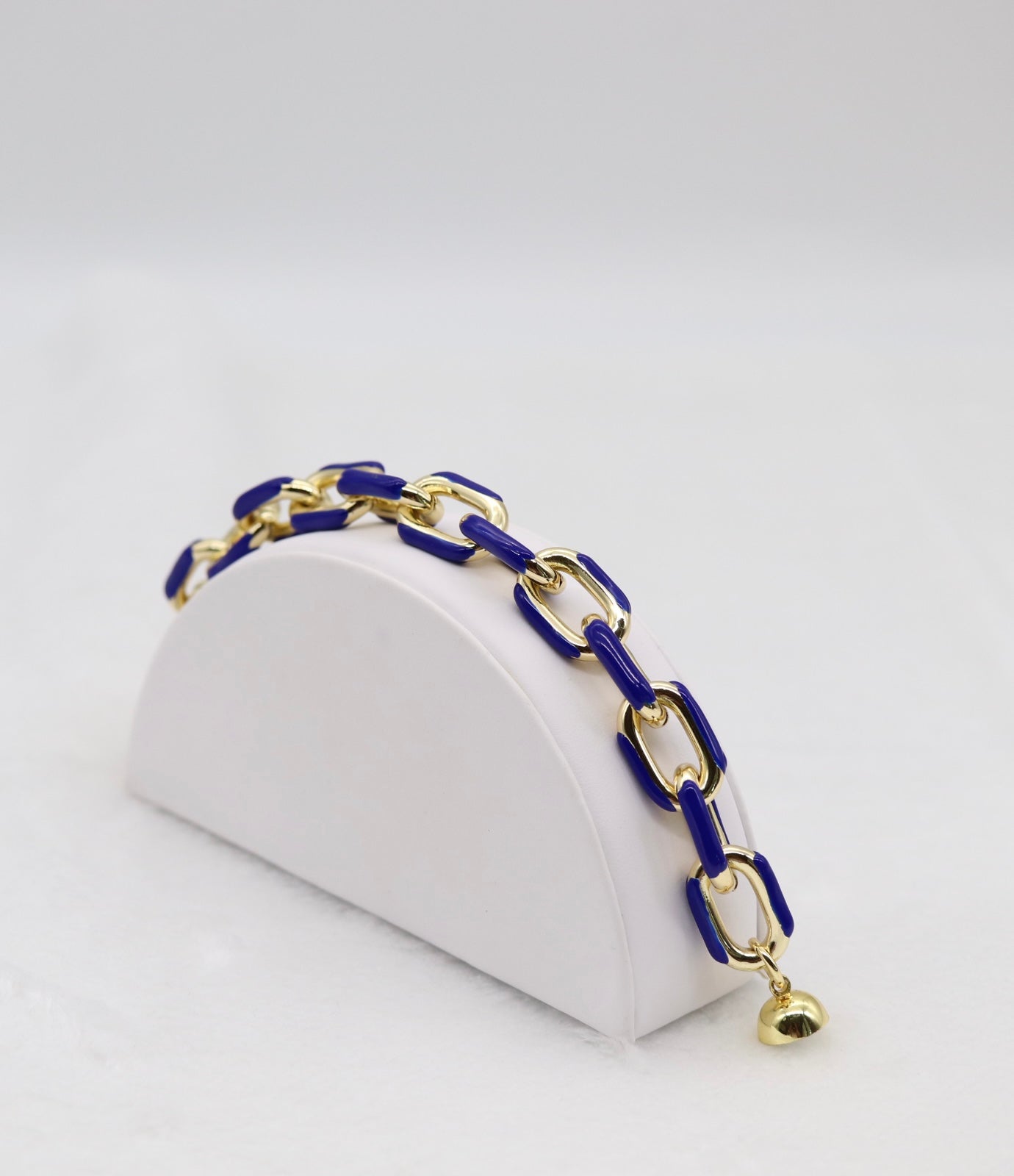 Bold Gold and Blue Link Statement Bracelet