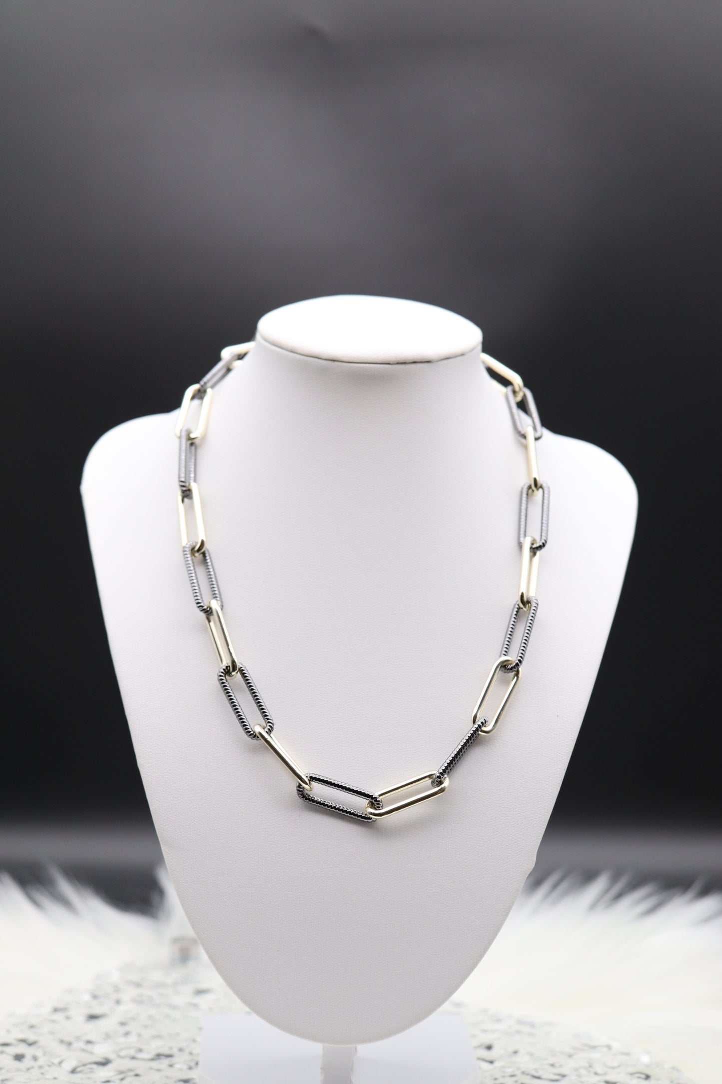 18 inch - Blake Rope and Gold Long Paperclip Necklace