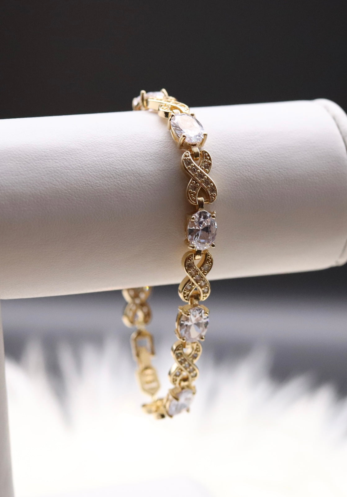 Radiant Crystal Clear Gemstones Infinity Bracelet