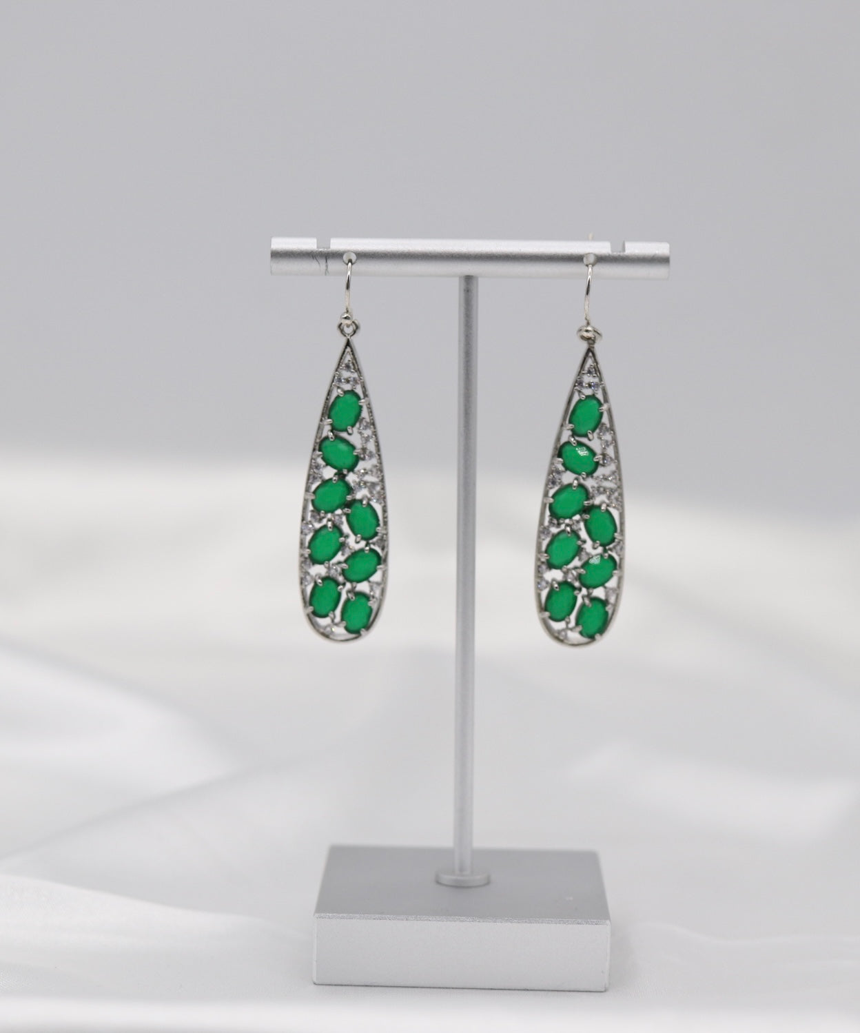 Emerald Bezel Set Teardrop Earrings