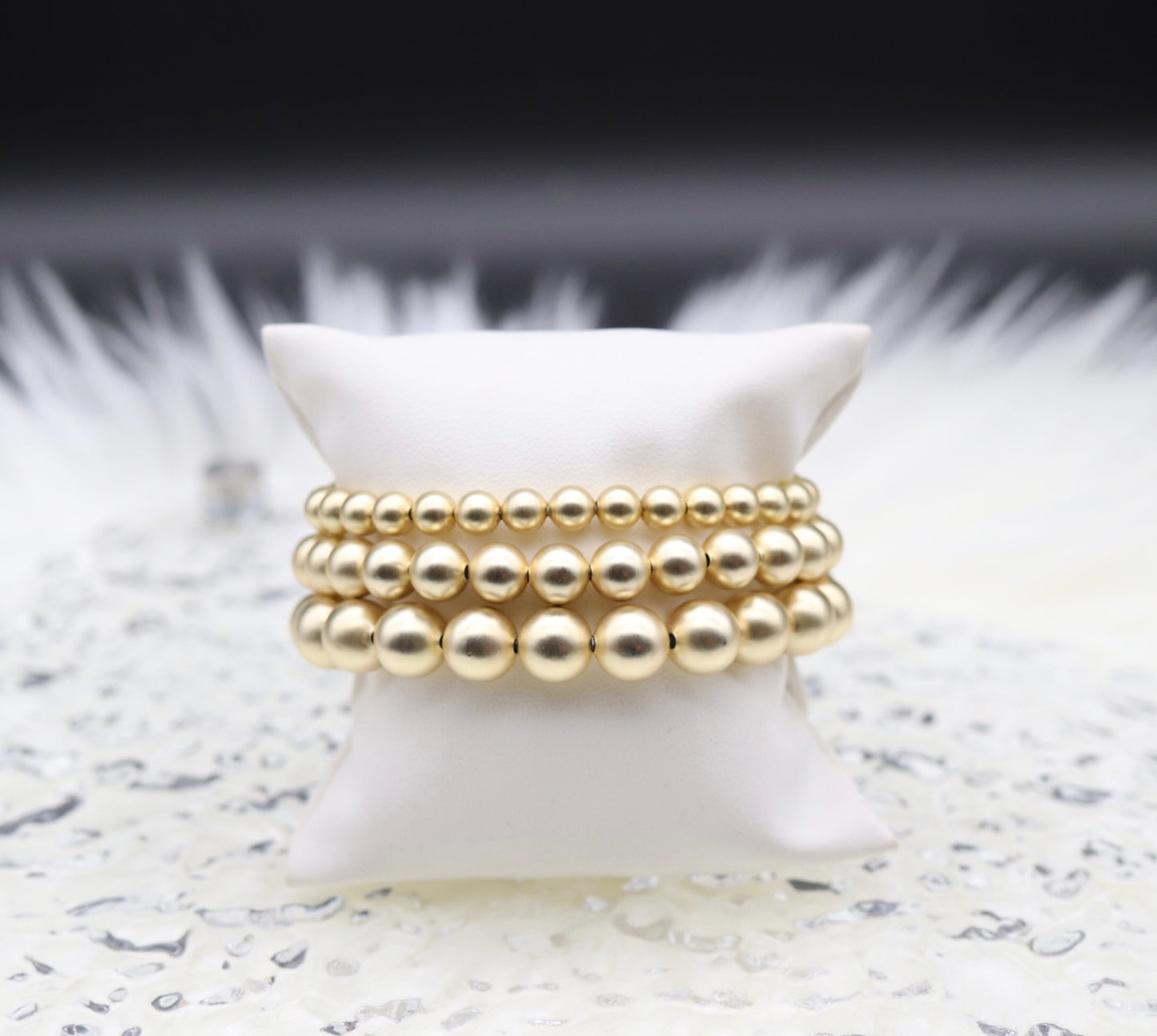 Matte Gold Layered Beaded Bracelet