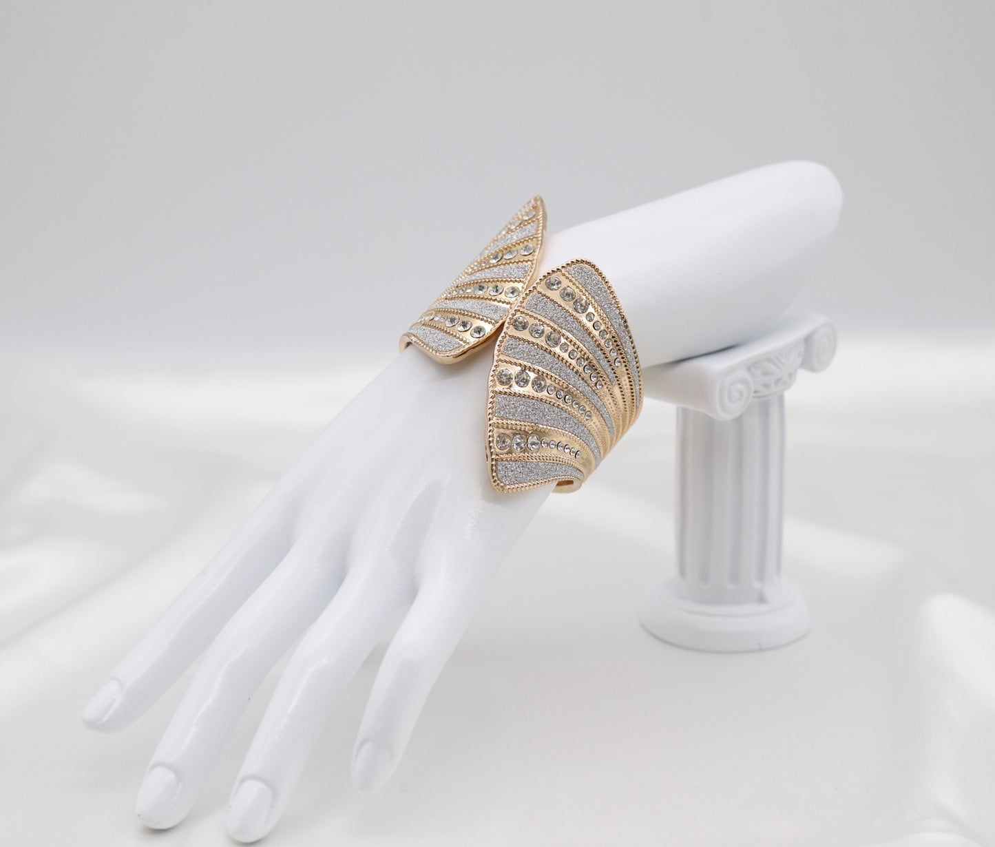 Silver And Gold Cuff CZ Bracelet