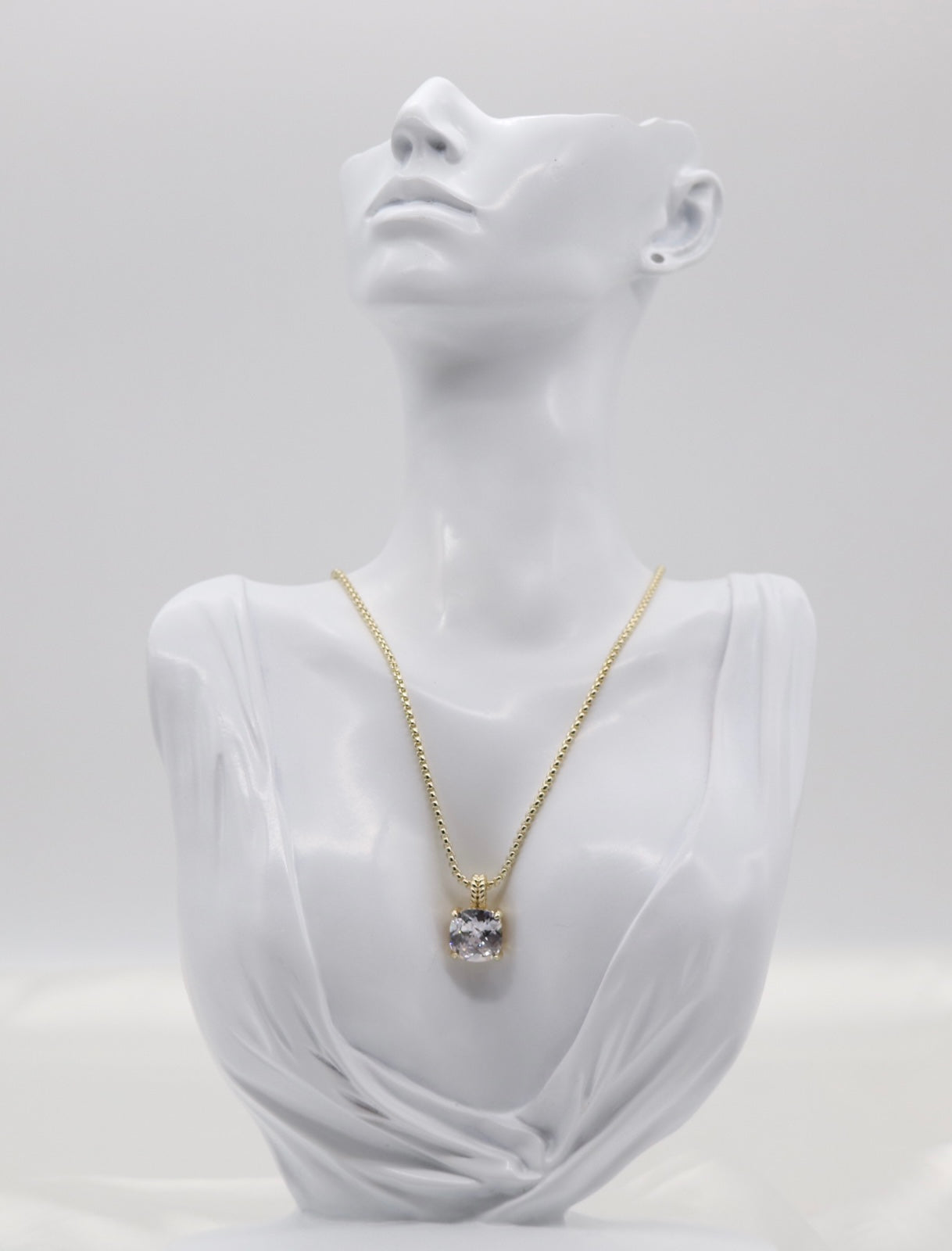 CZ Crystal Pendant With Box Style Necklace