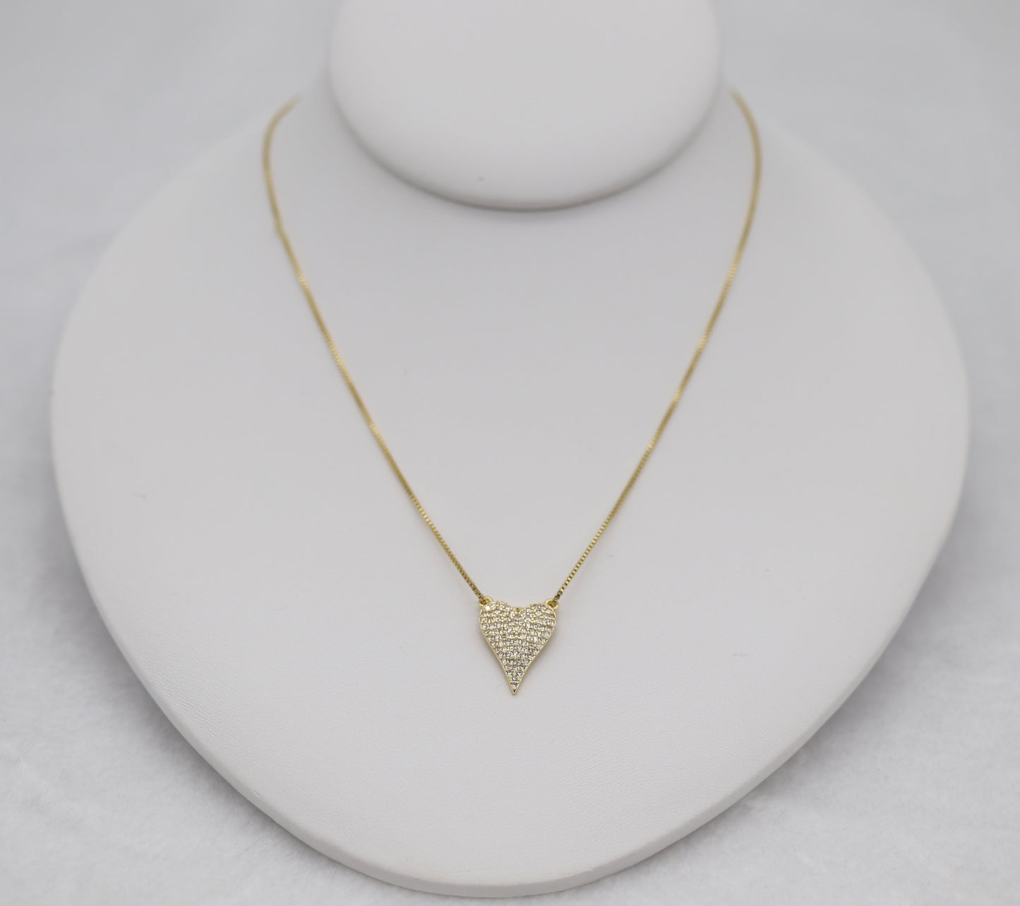 Gold Heart Pendant Necklace – Pave Crystal Design