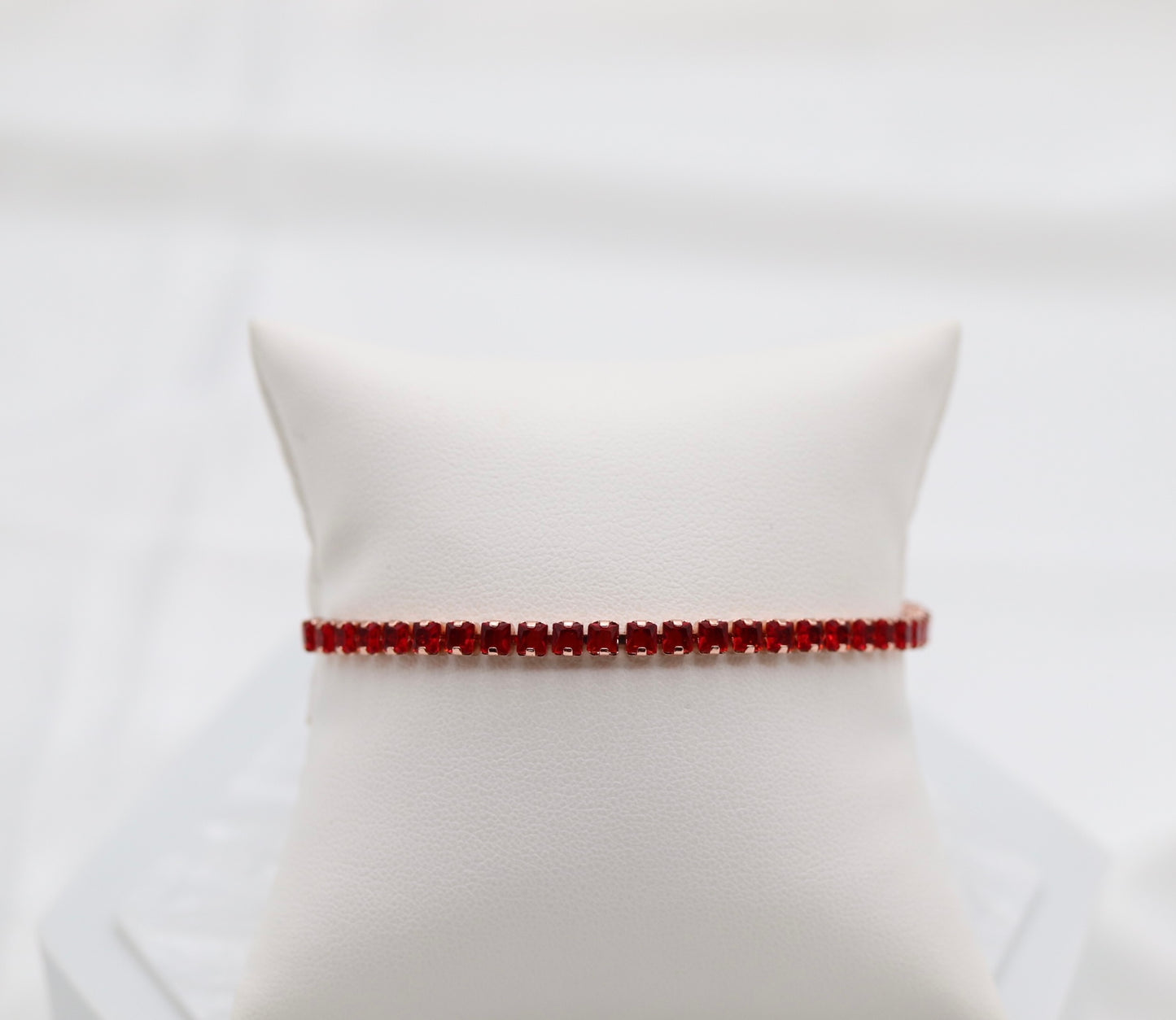 Ruby Red CZ Diamond Adjustable Bracelet