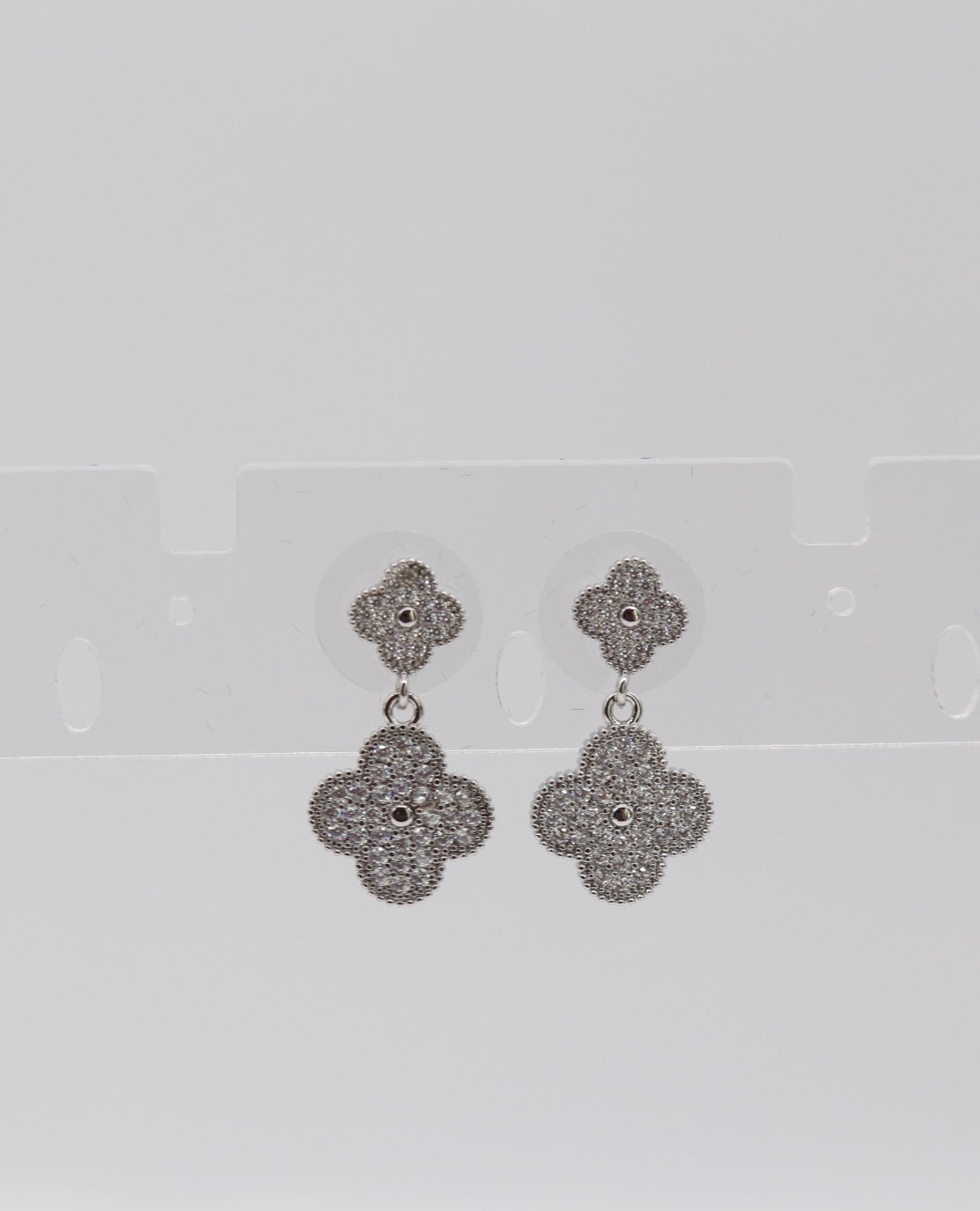 Silver Clover Drop Earrings