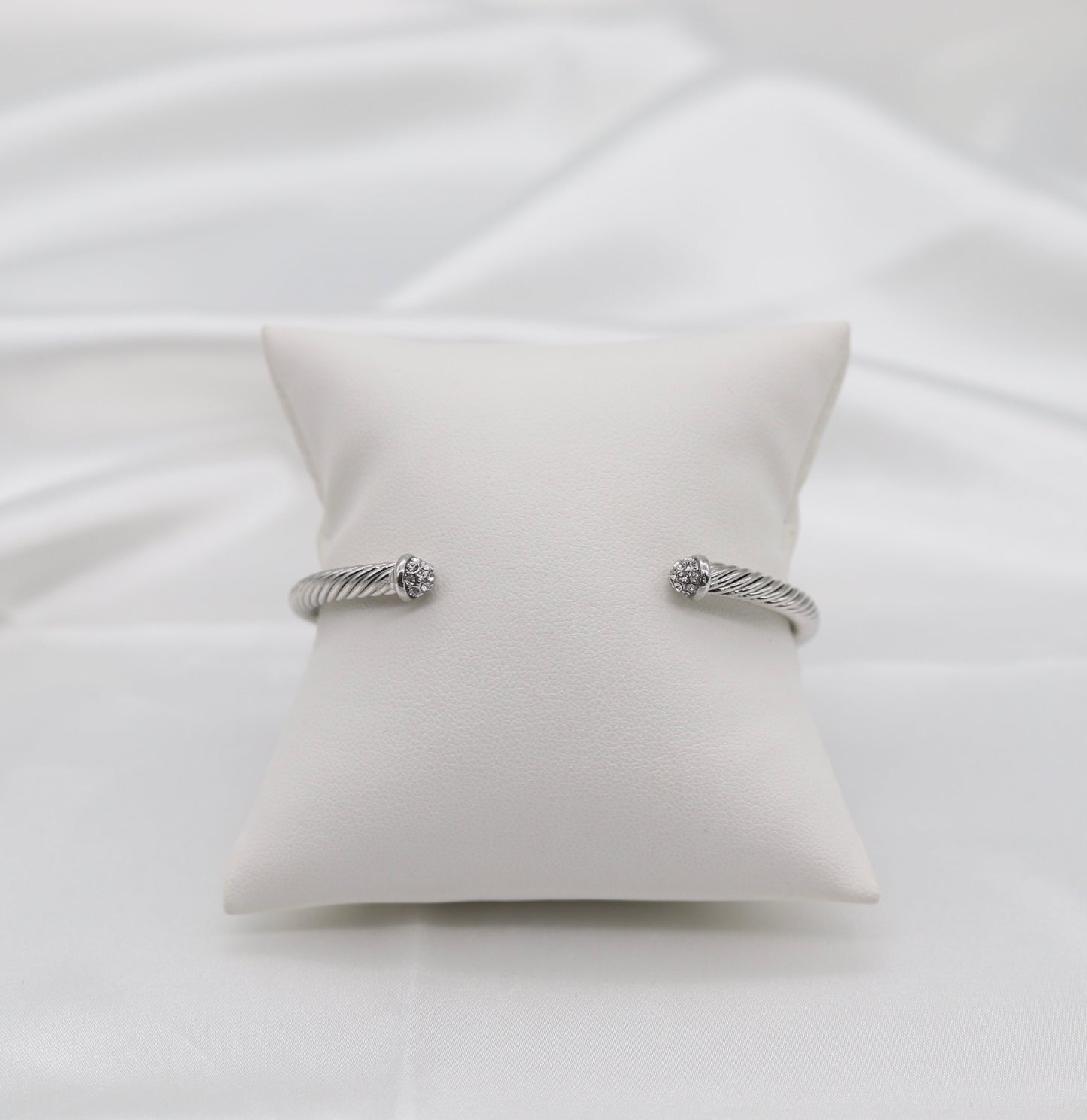 Paved CZ 4mm Cuff Silver Cable Bracelet