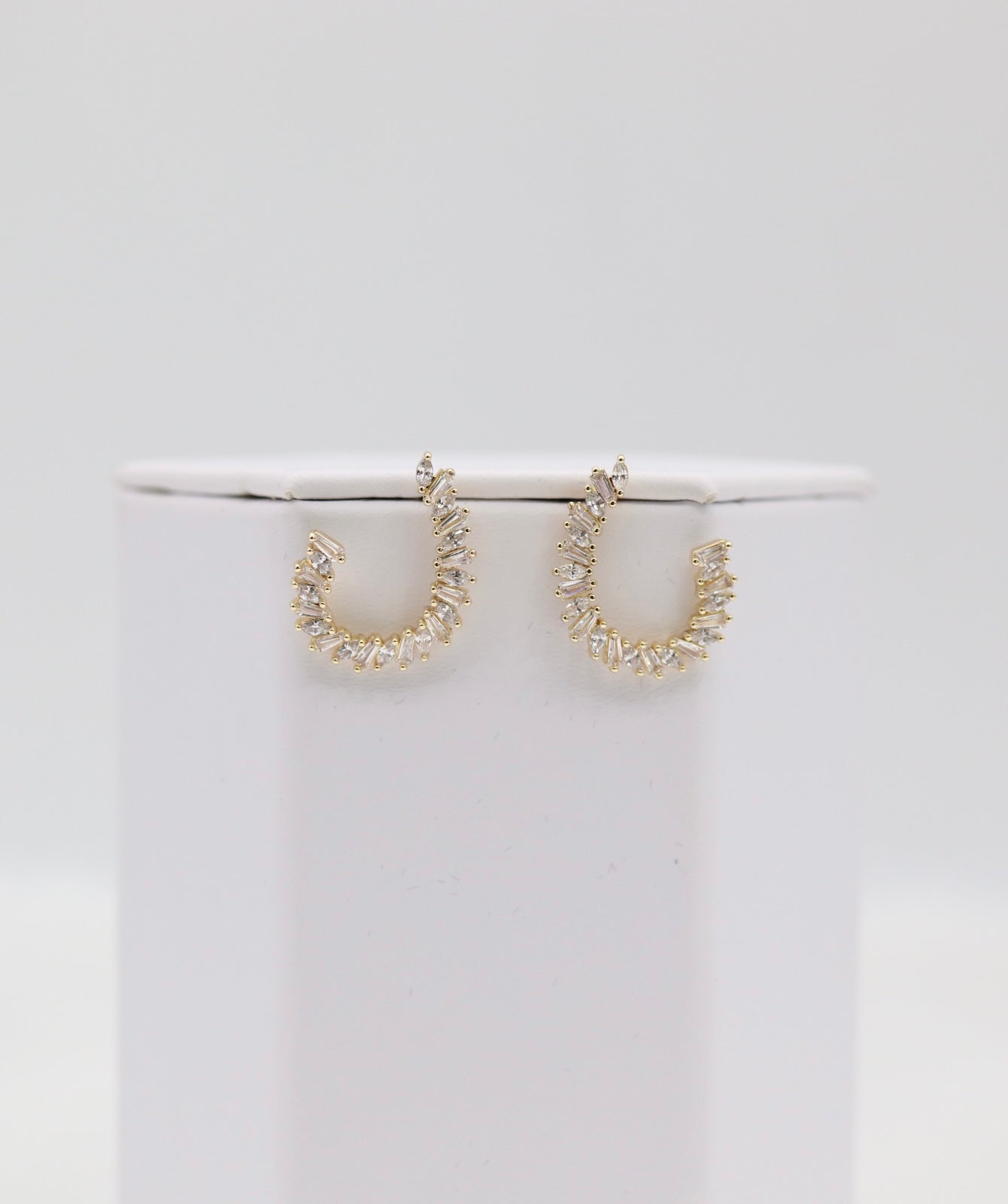 Sparkling Baguette Hoop Earrings