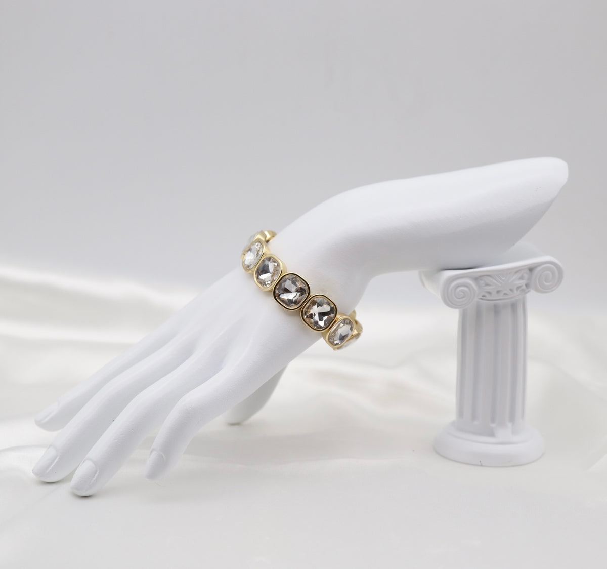Classic Clear Crystal & Gold Stretch Bracelet