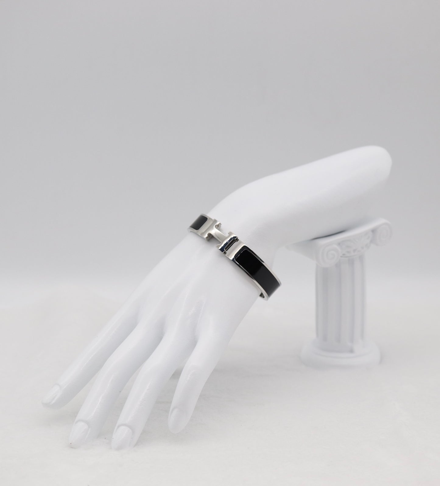 Medium Classic Silver & Black Enamel Bracelet