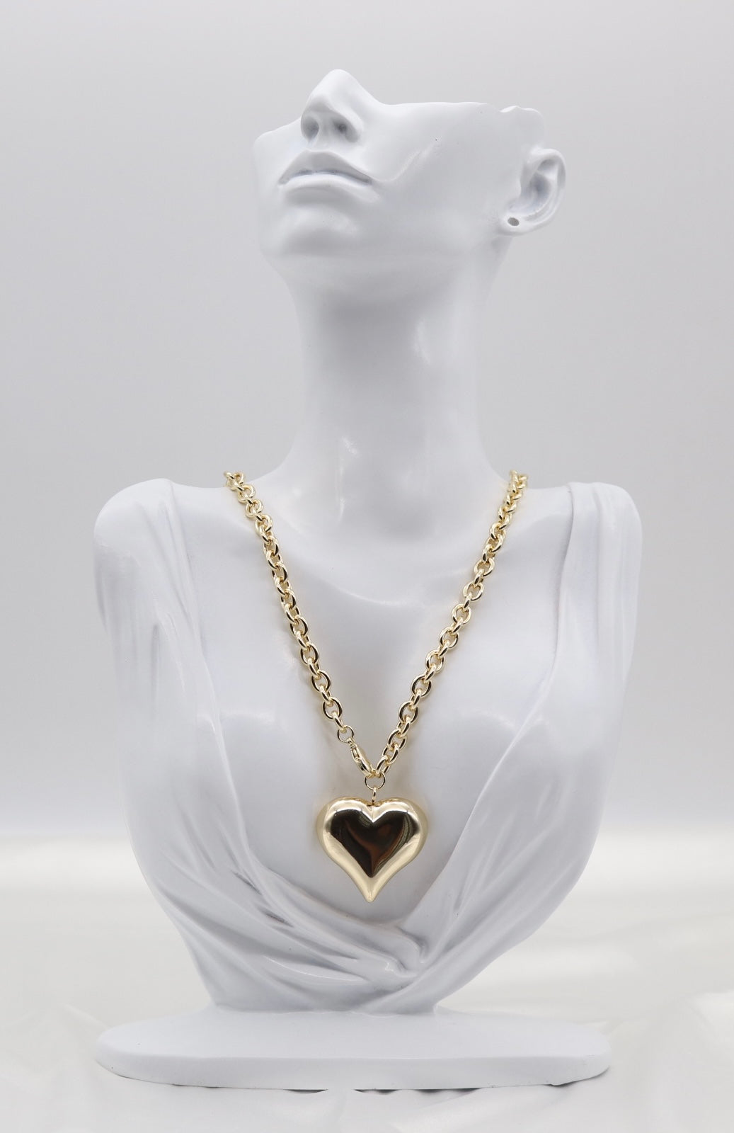 Long Gold Necklace With Heart Pendant