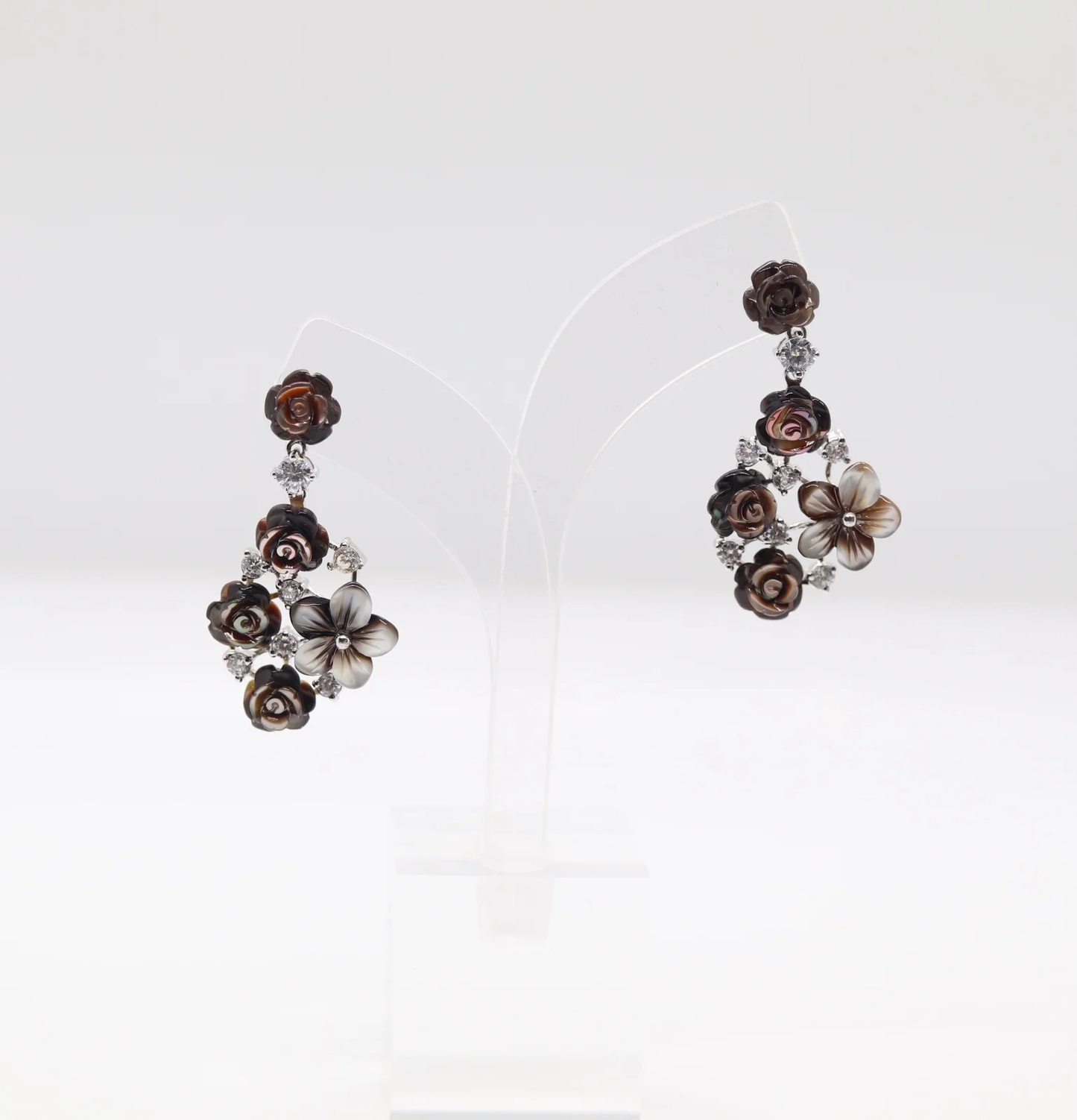 Beautiful Sterling Rose Pearl Earrings