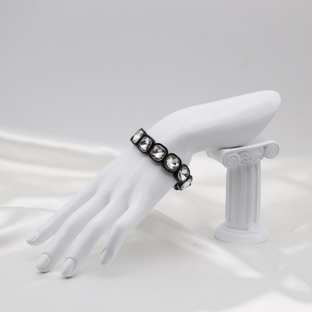 Black Crystal Stretch Statement Bracelet