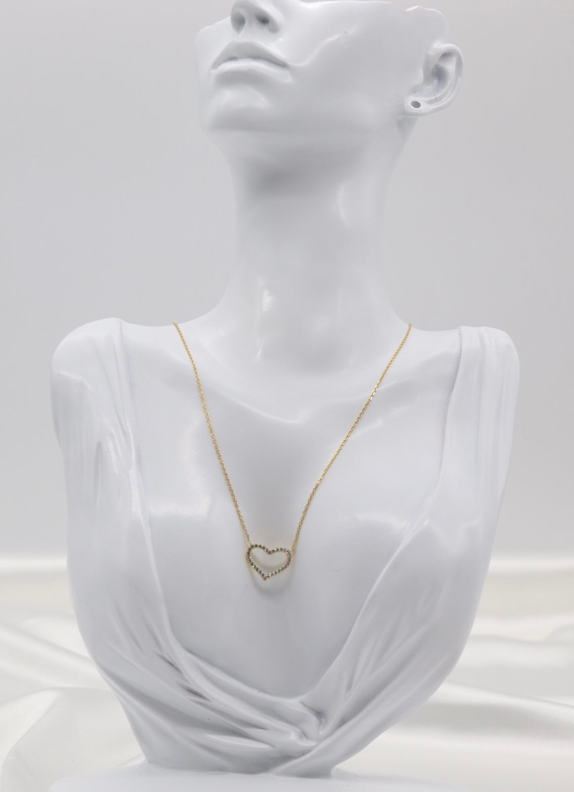 CZ Heart Shaped Pendant Gold Necklace