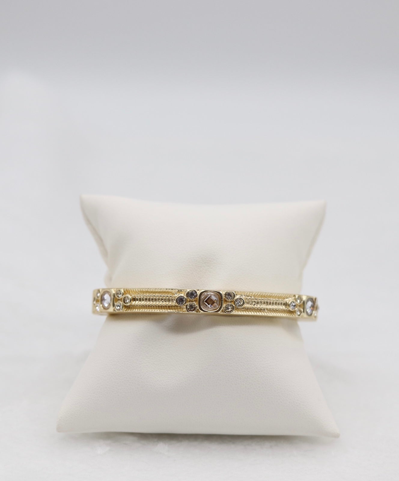 Vintage-Inspired Gold Bracelet with Champagne and Clear CZ Accents