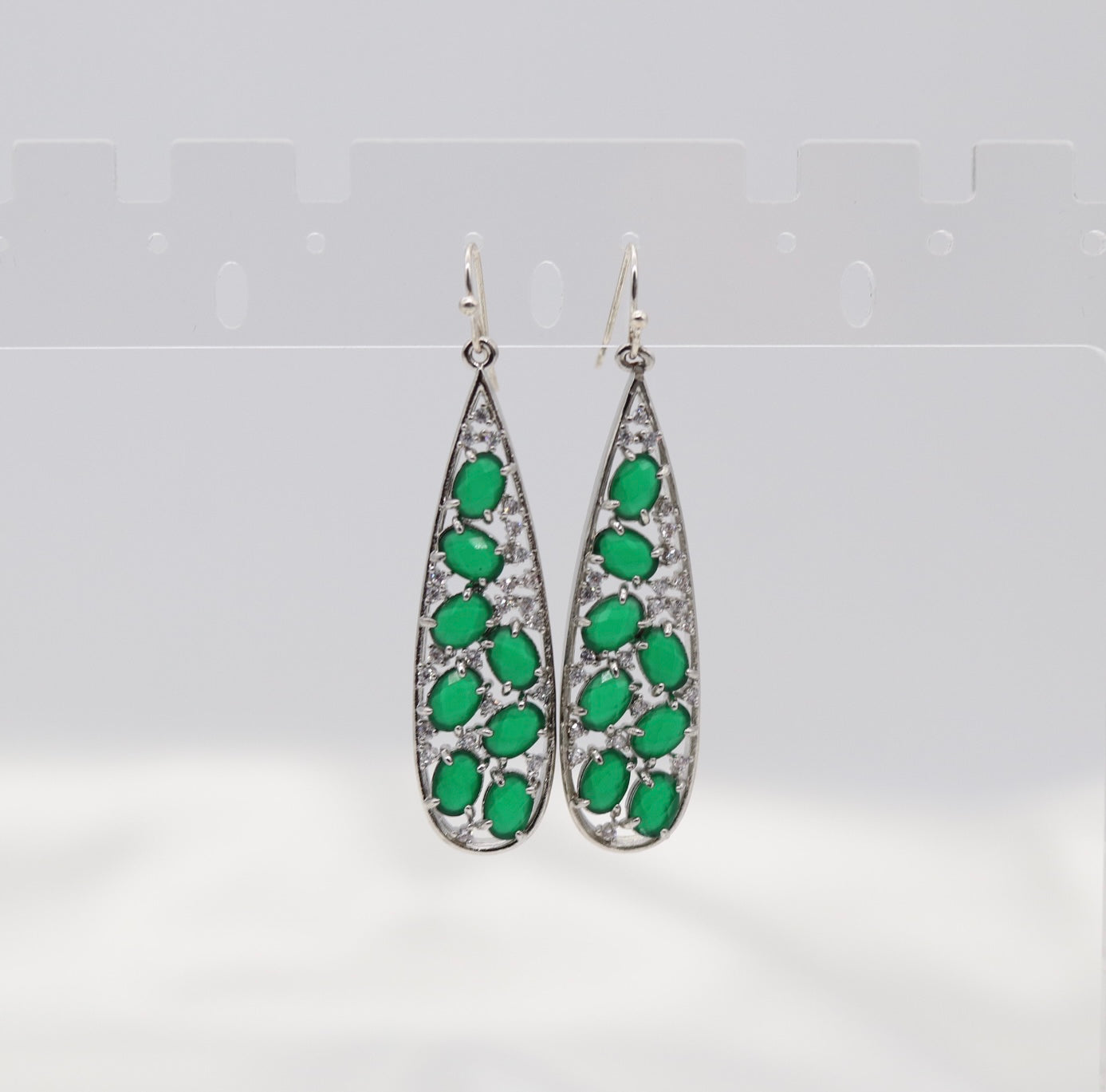 Emerald Bezel Set Teardrop Earrings