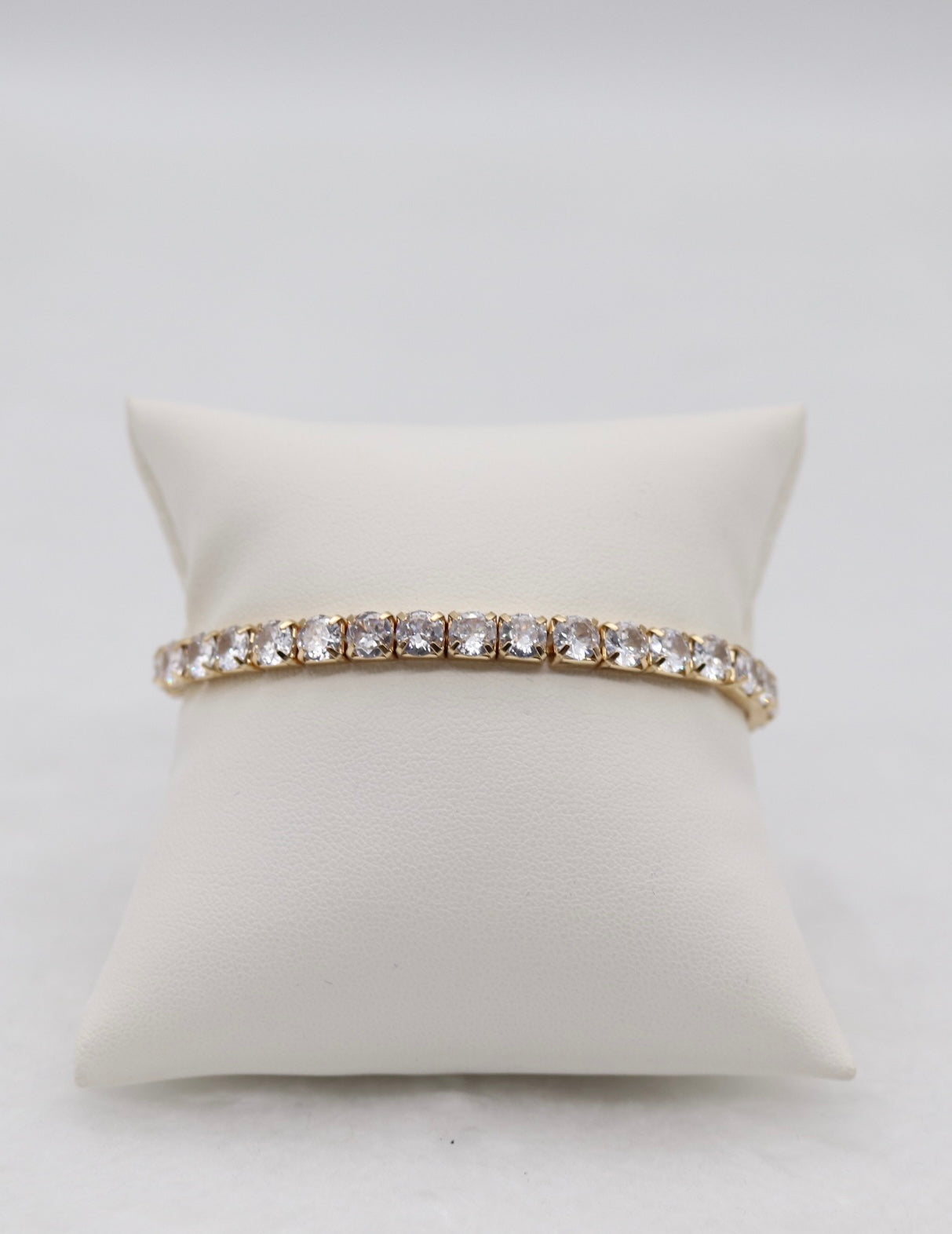 Gold CZ Stretch Tennis Bracelet