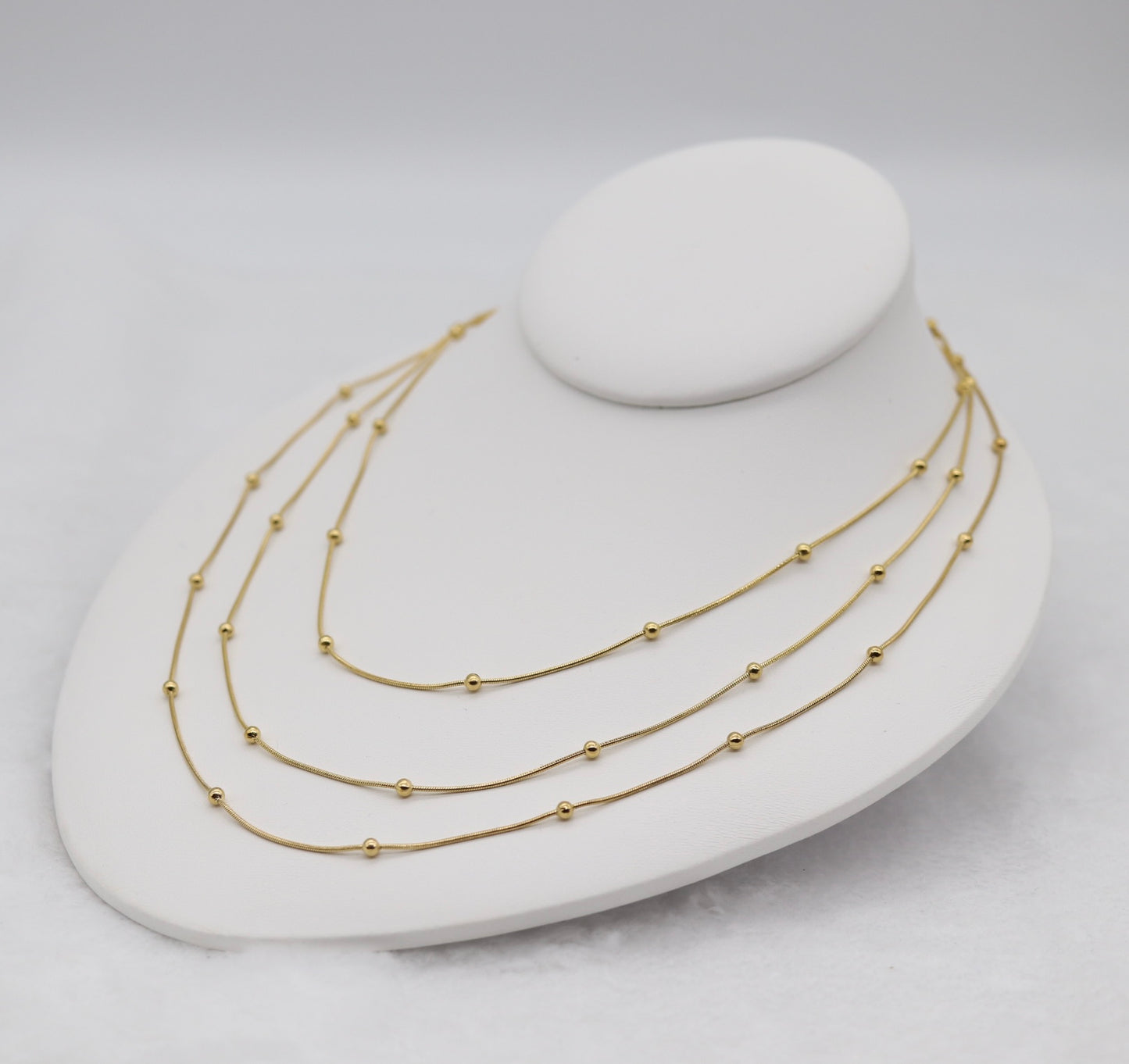 Triple Layer Gold Bead Necklace