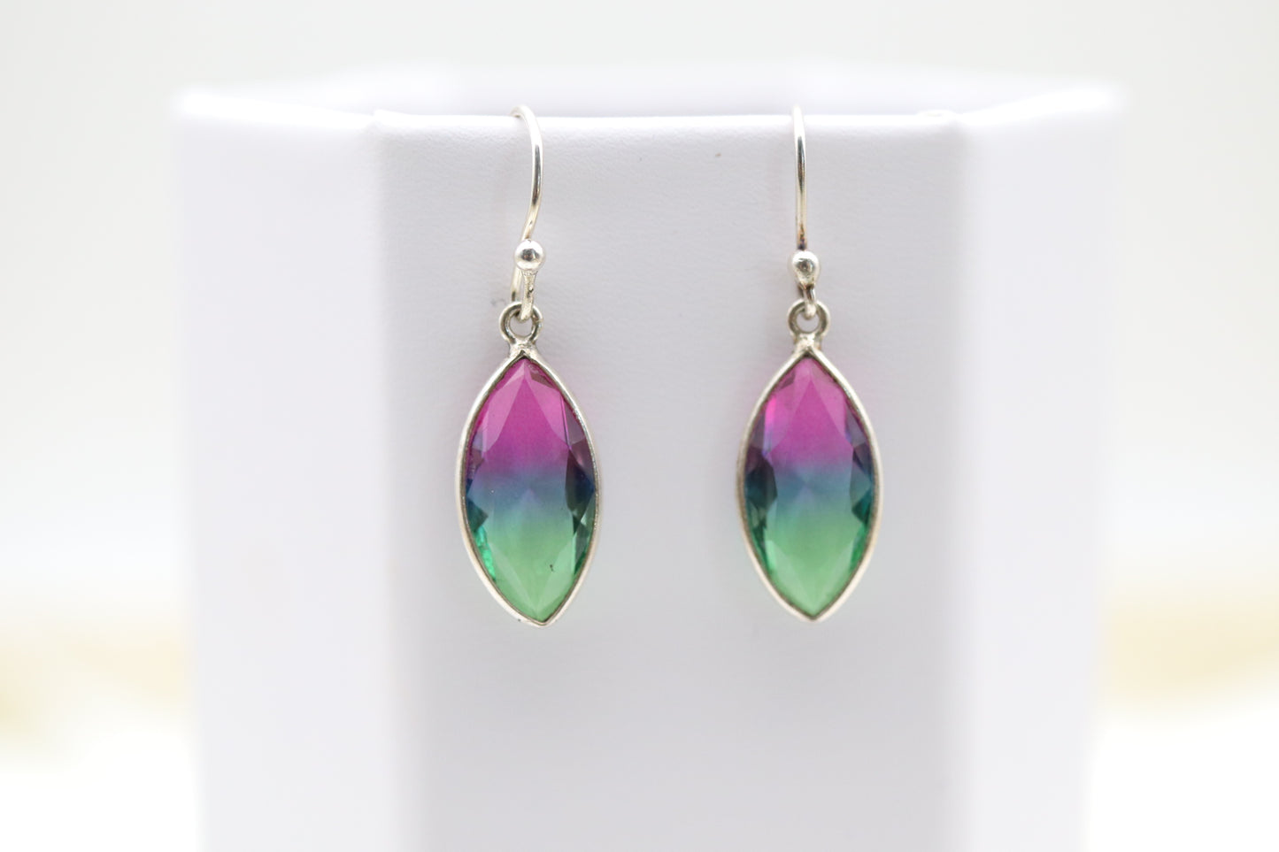 Multi-Colored Sterling Silver Dangling Earrings