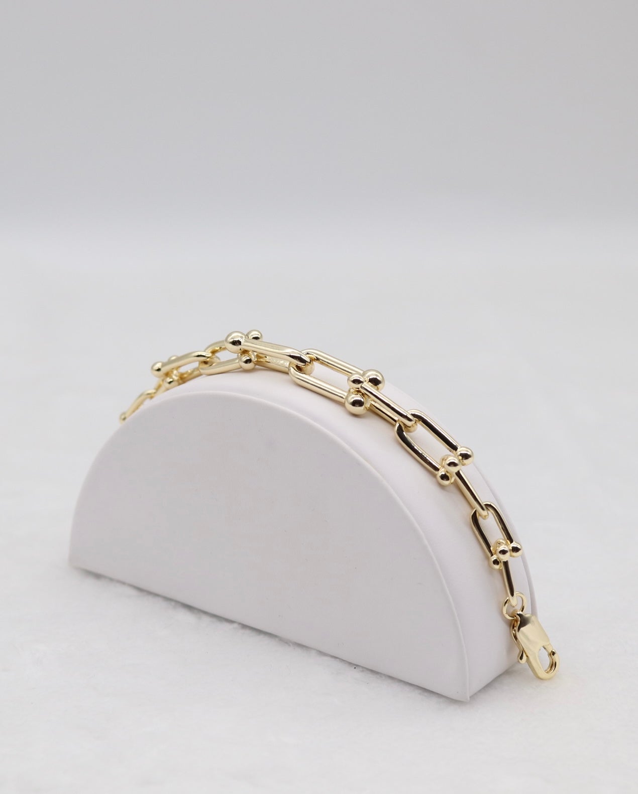 Bold Gold Link Bracelet with Ball Accents