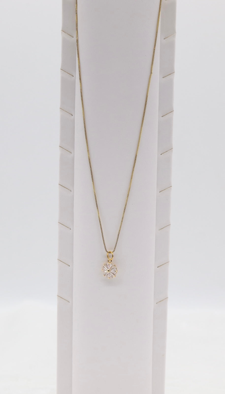 Gold Floral Crystal Necklace – Dainty Sparkling Pendant