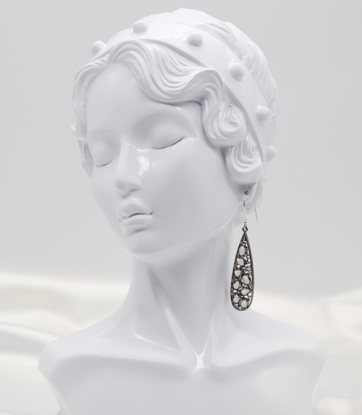 Silver Bezel Set Teardrop Earrings