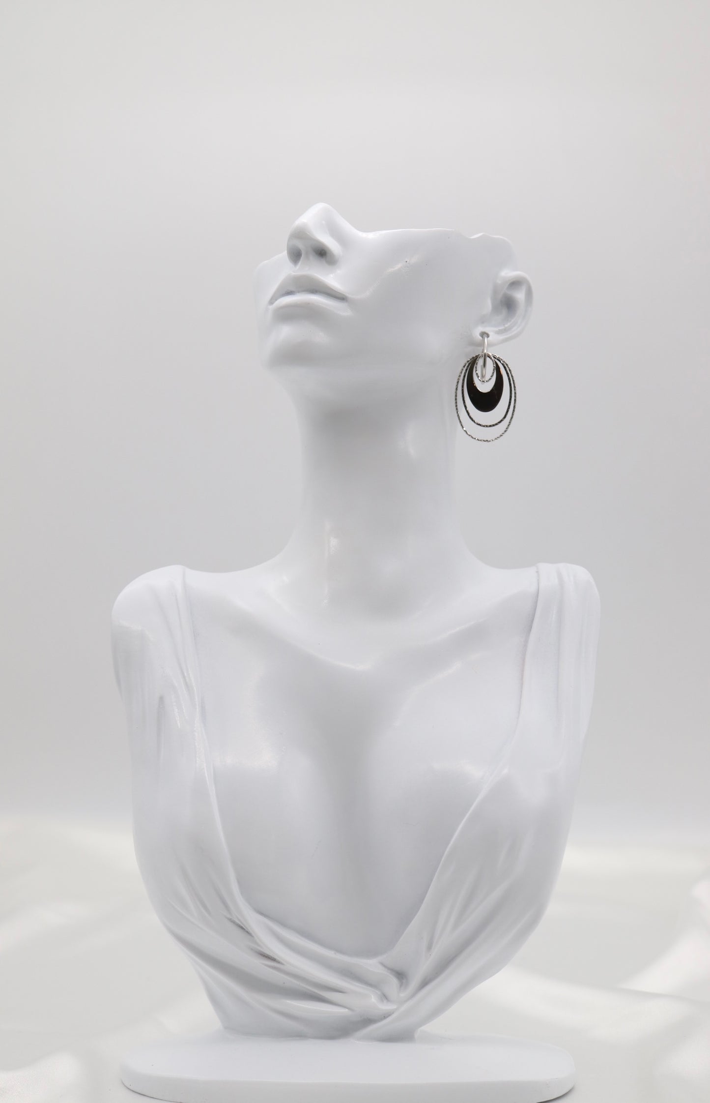 Italian Style Triple Hoop Teardrop Silver Statement Earrings
(Sterling Earrings)