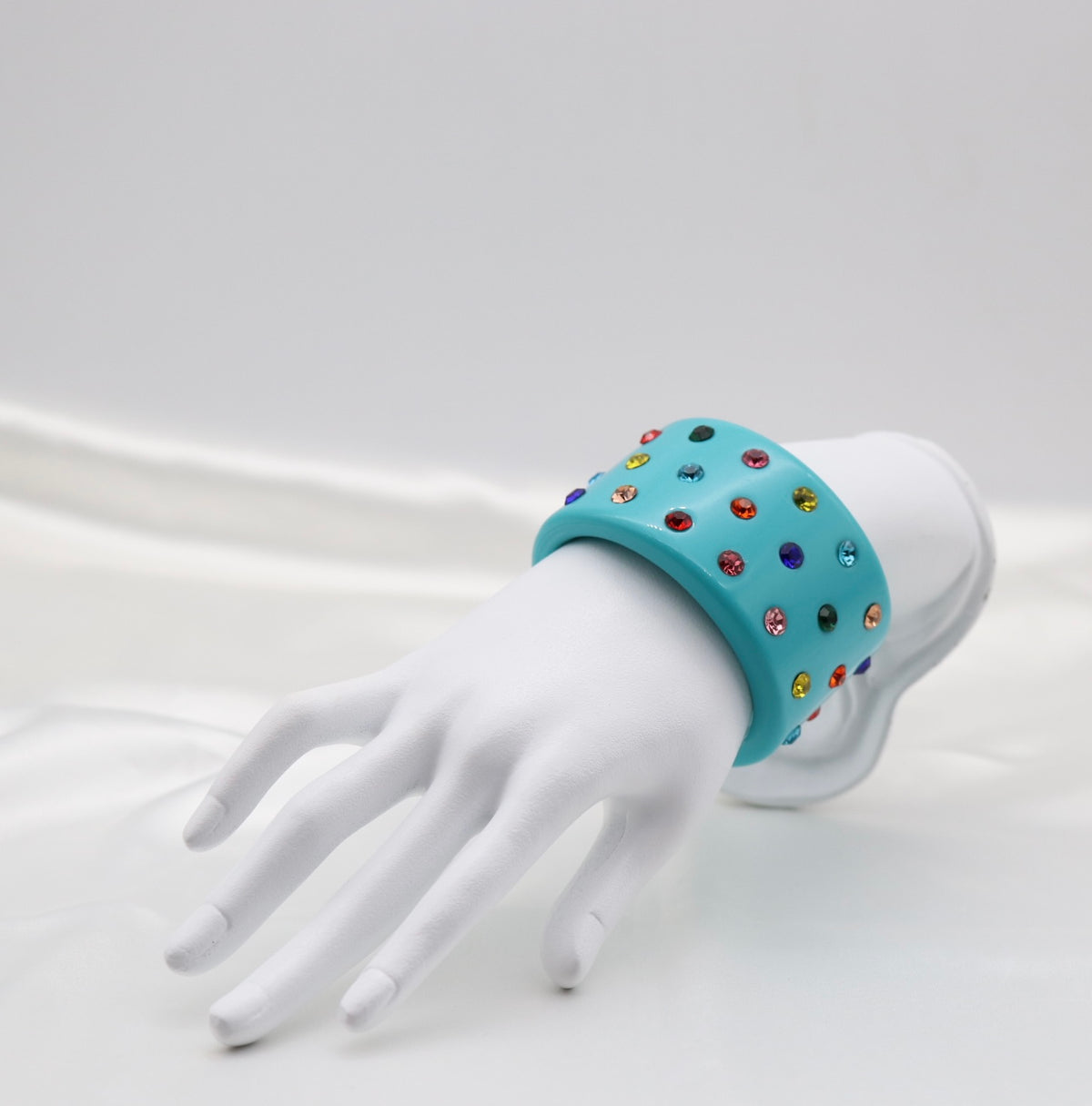 Turquoise Multicolor Crystal Acrylic Cuff Bracelet
