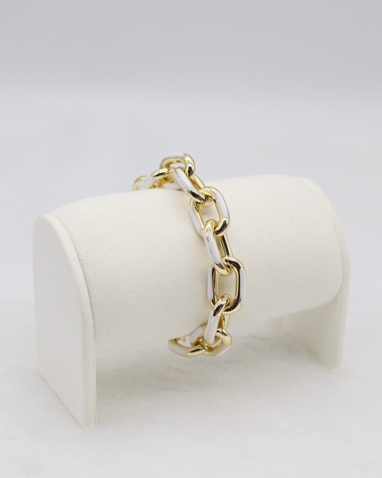 Chic Gold and White Link Statement Bracelet