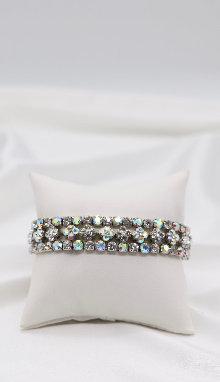 Silver Aurora Crystal Flower Bracelet