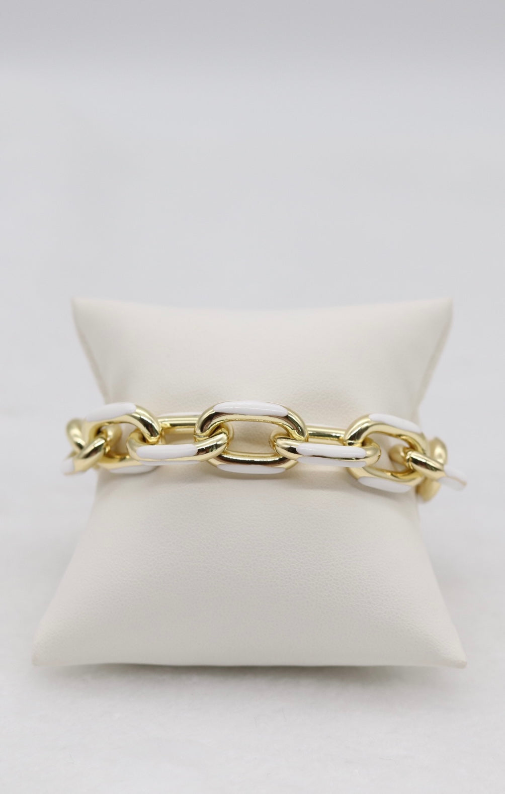 Chic Gold and White Link Statement Bracelet