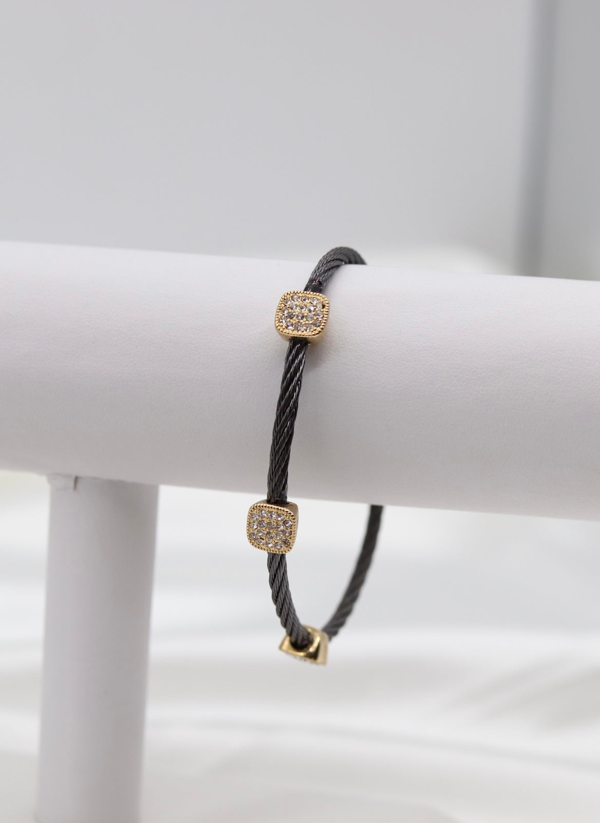 Cable Bracelet With Square CZ Stations