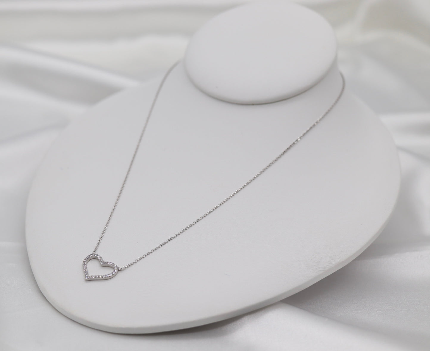 Sterling Silver Diamond Heart Pendant Necklace