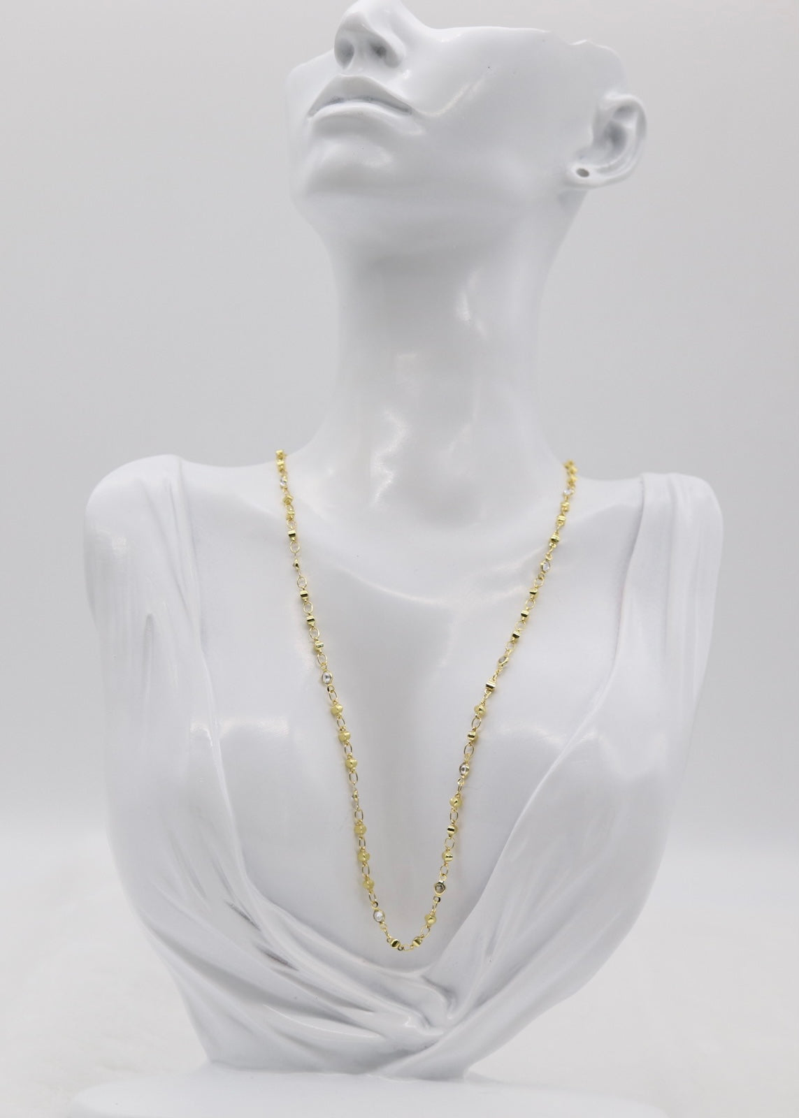 Delicate Gold Beaded Chain Necklace