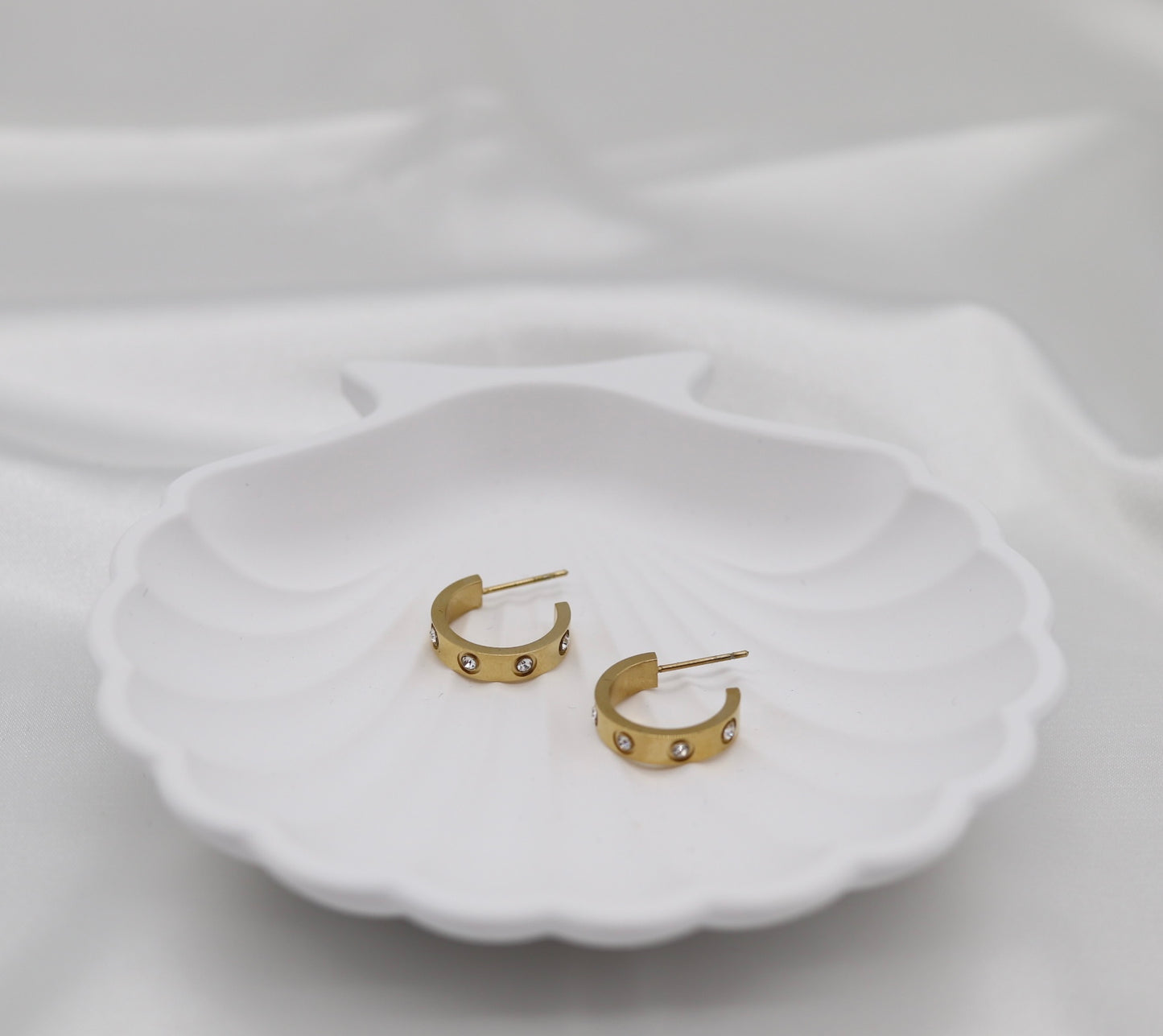CZ Huggie Gold Earrings