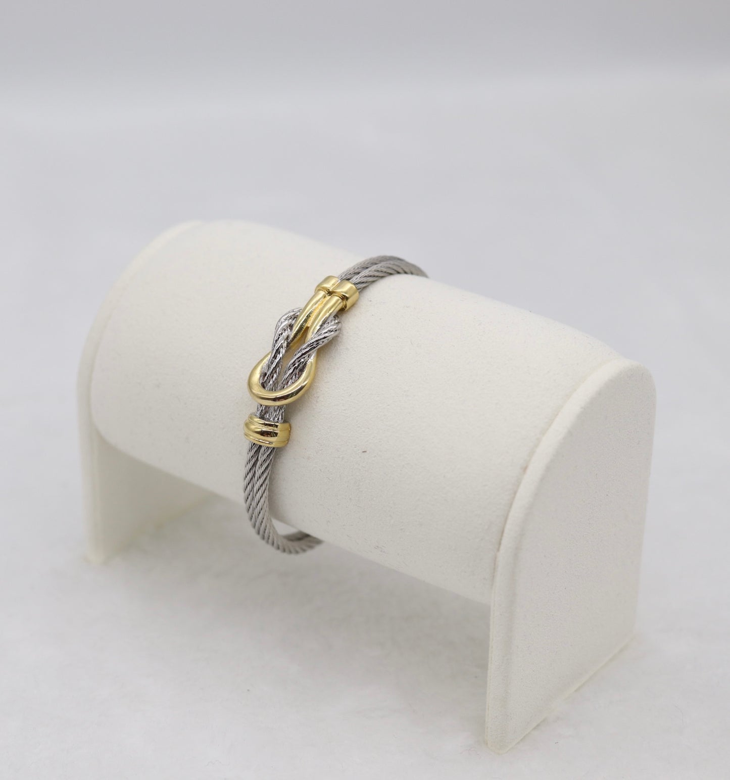 Two-Tone Cable Bracelet with Gold Knot Detail