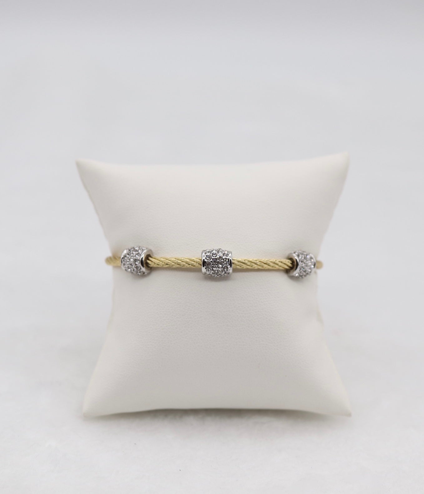 Gold Cable Bracelet with Crystal Barrel Accents