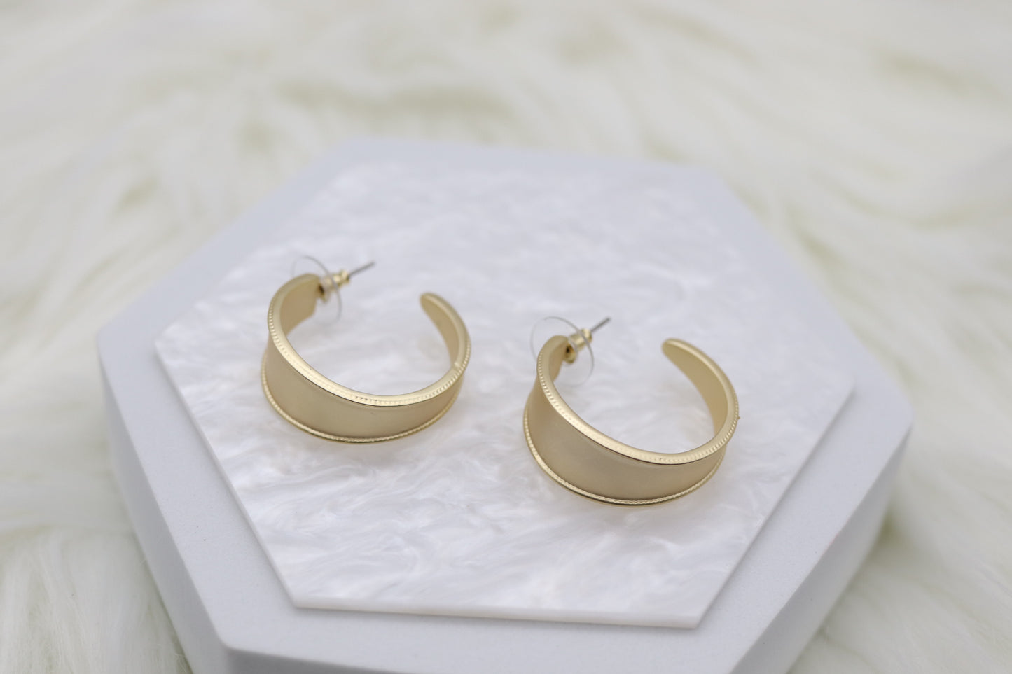 Matte Gold Huggie Thick Hoop Earrings
