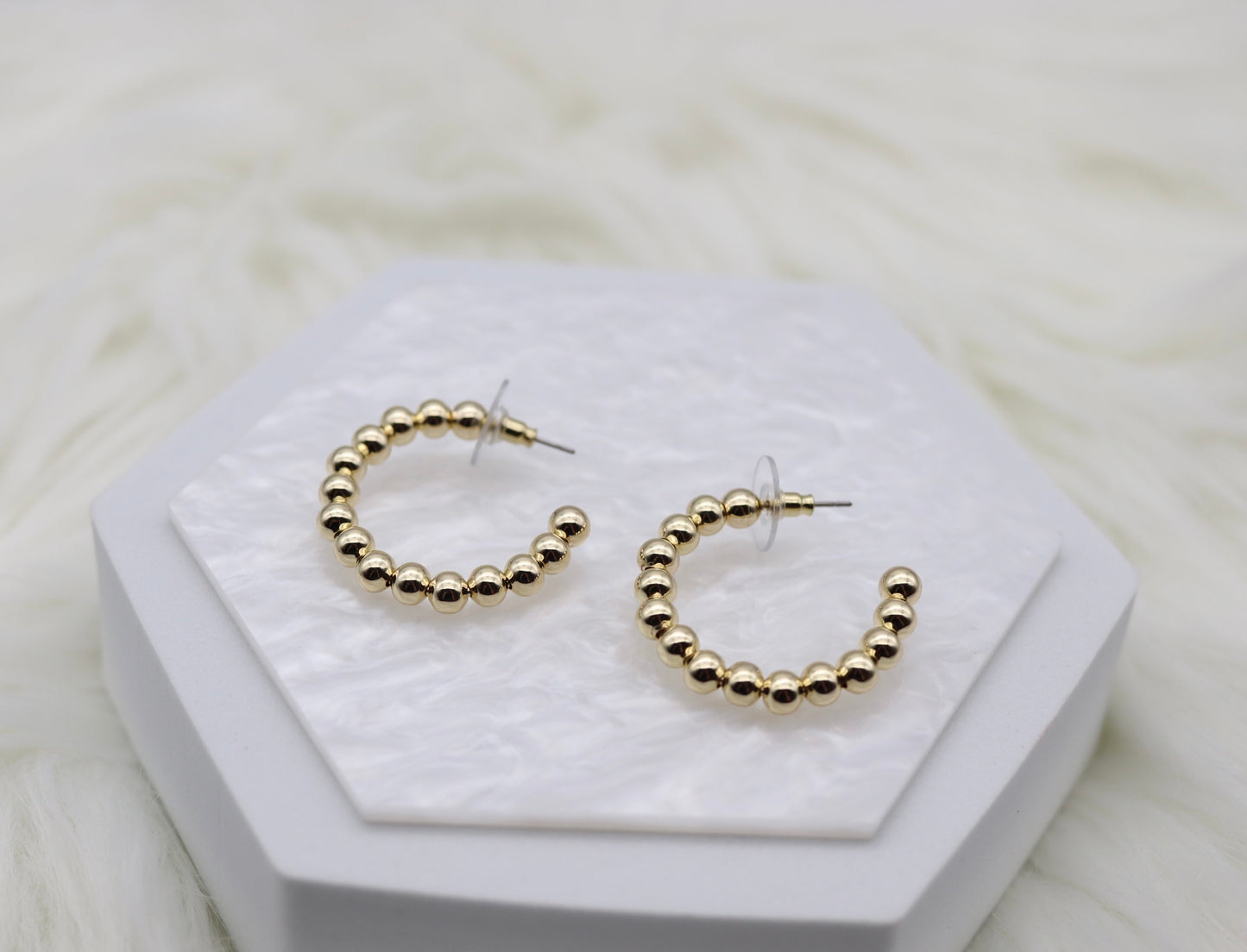 Gold Beaded Hoop Earrings