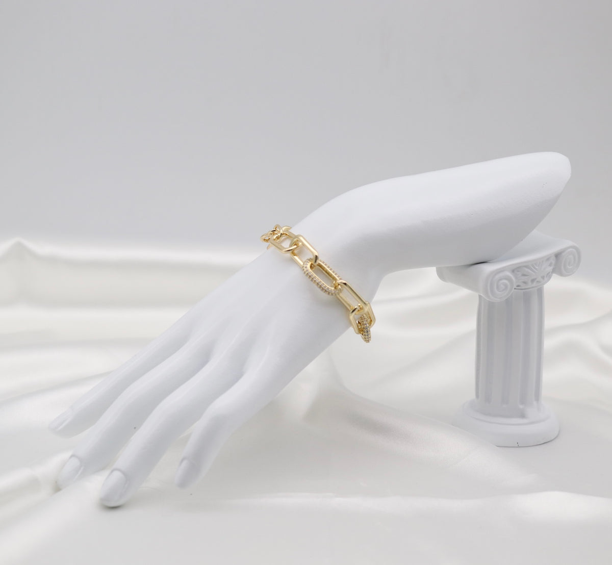Gold Crystal Link Statement Bracelet