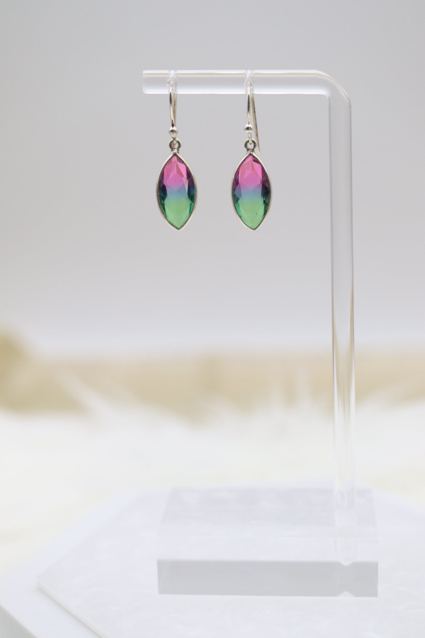 Multi-Colored Sterling Silver Dangling Earrings