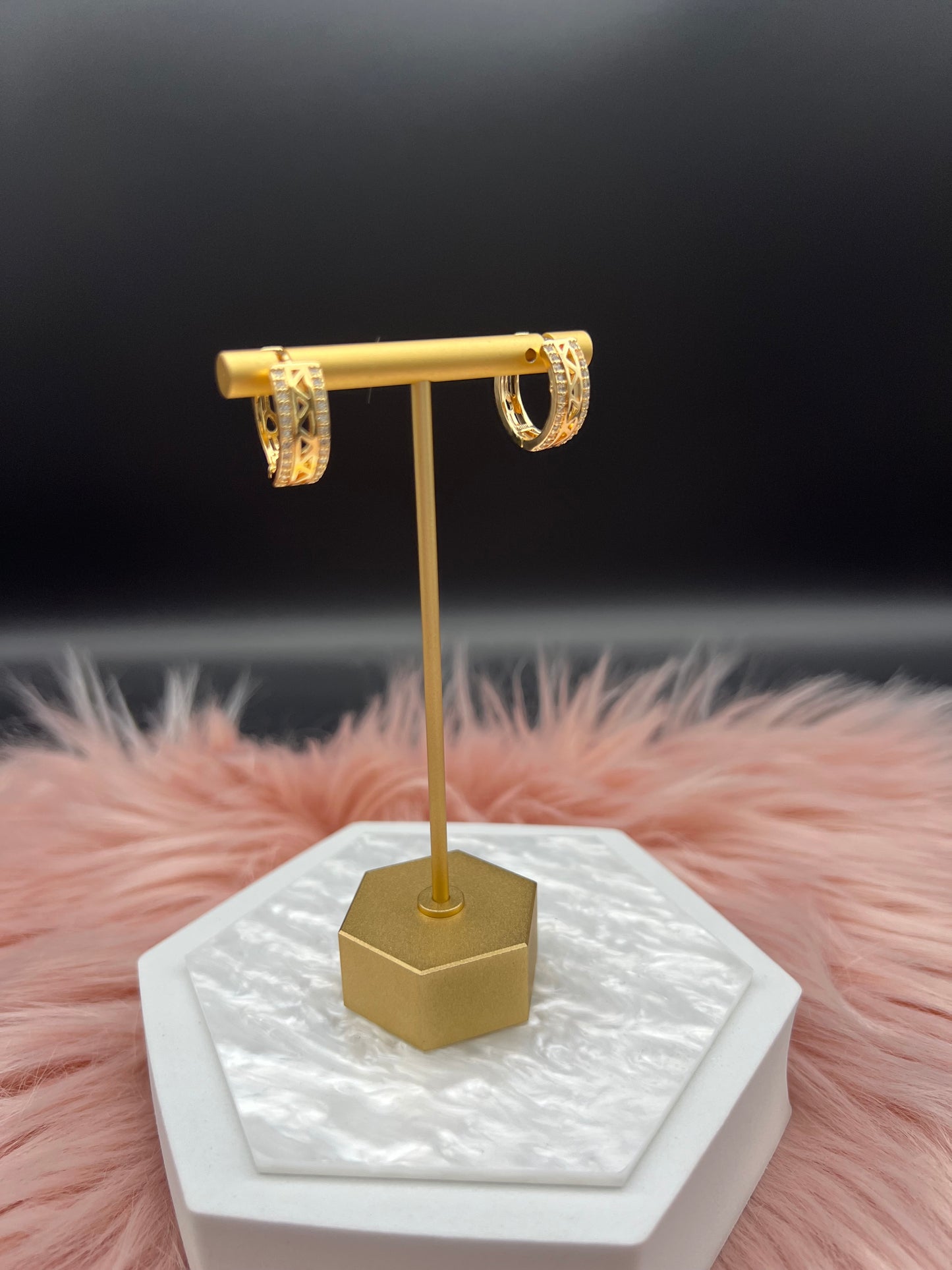 CZ Gold Huggie Earrings