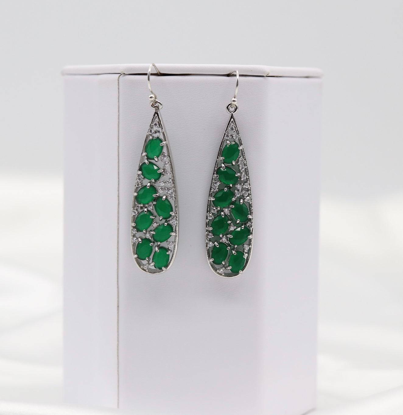 Emerald Bezel Set Teardrop Earrings